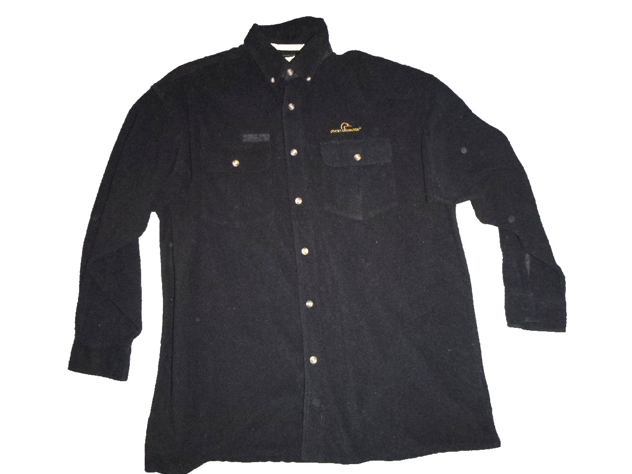 Vintage SafTbak Ducks Unlimited Fleece Shacket Black Gold Logo Shirt