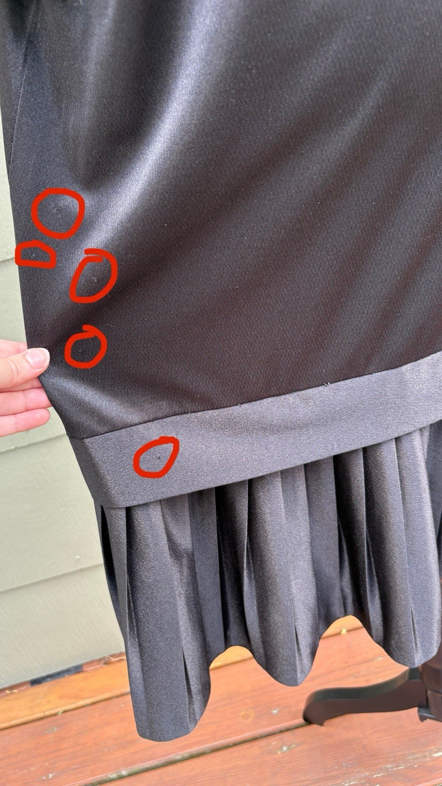 vtg AMY’S PLACE 70s 80s Nautical Sailor Goth Satin Half Sleeve Pleated Dress