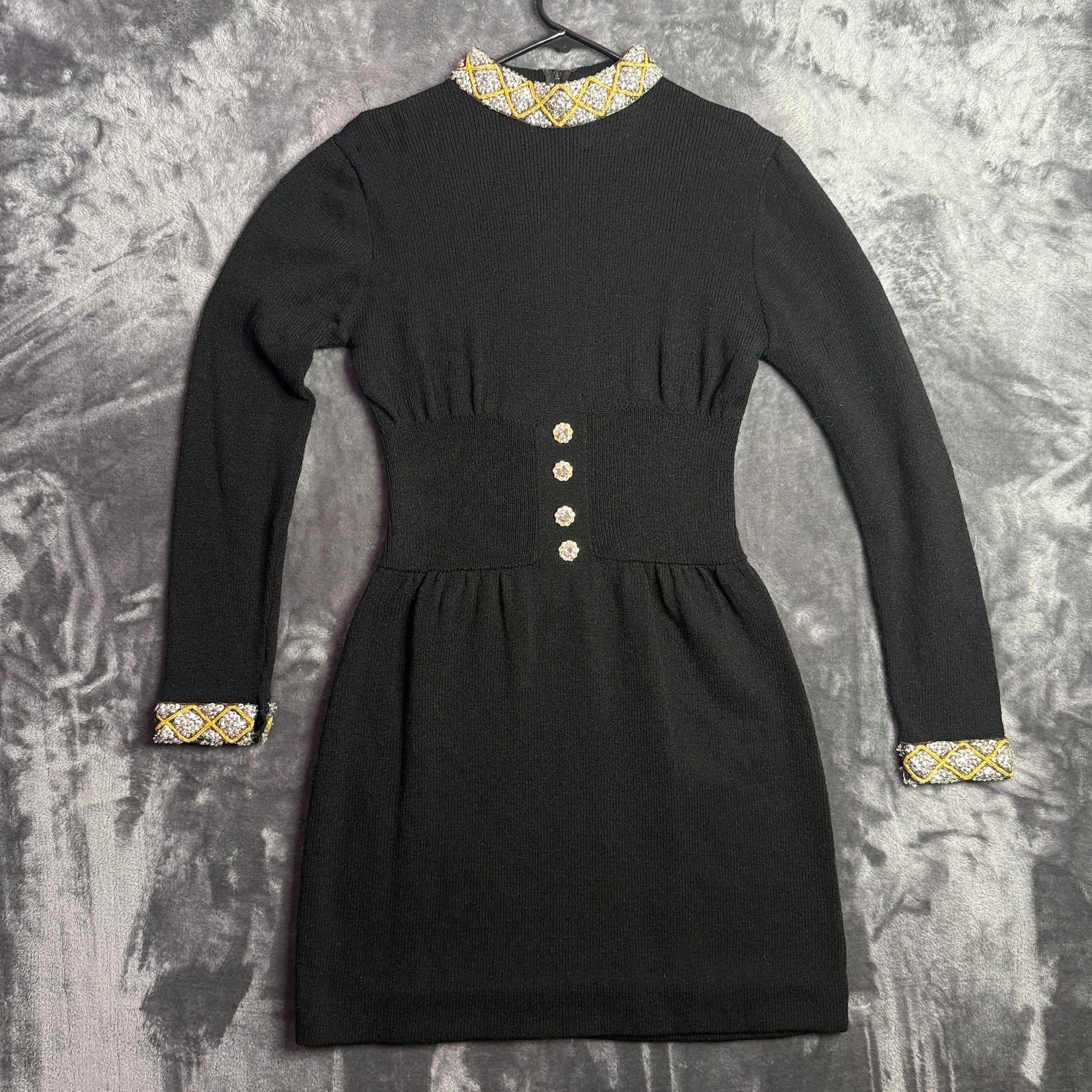 Vintage Womens Don Sayres for WellMore Sak Fifth Ave Wool Nylon Black Size 12