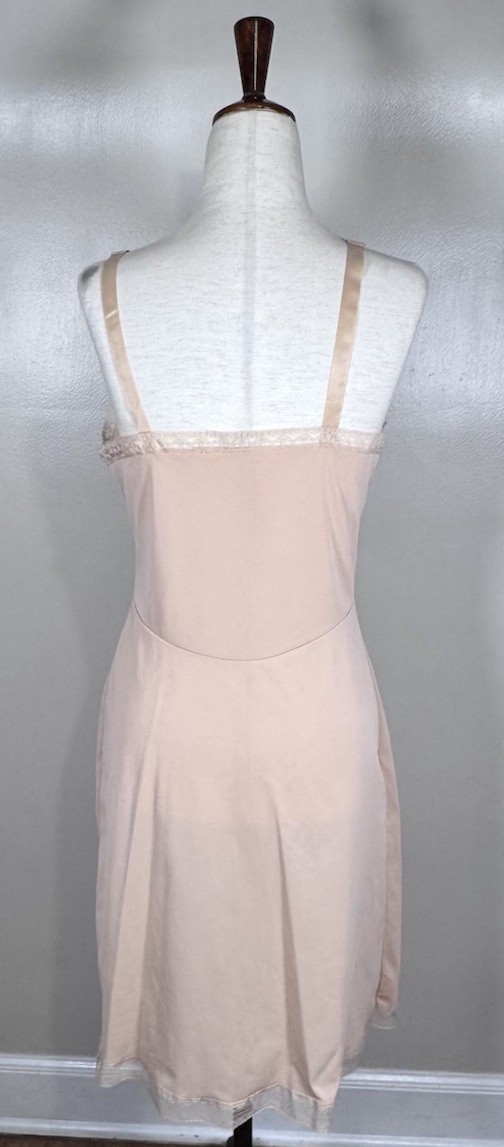 60s Lorraine Nude Nylon Lace Trim Full Slip Dress Coquette Minimal Lingerie Sz S