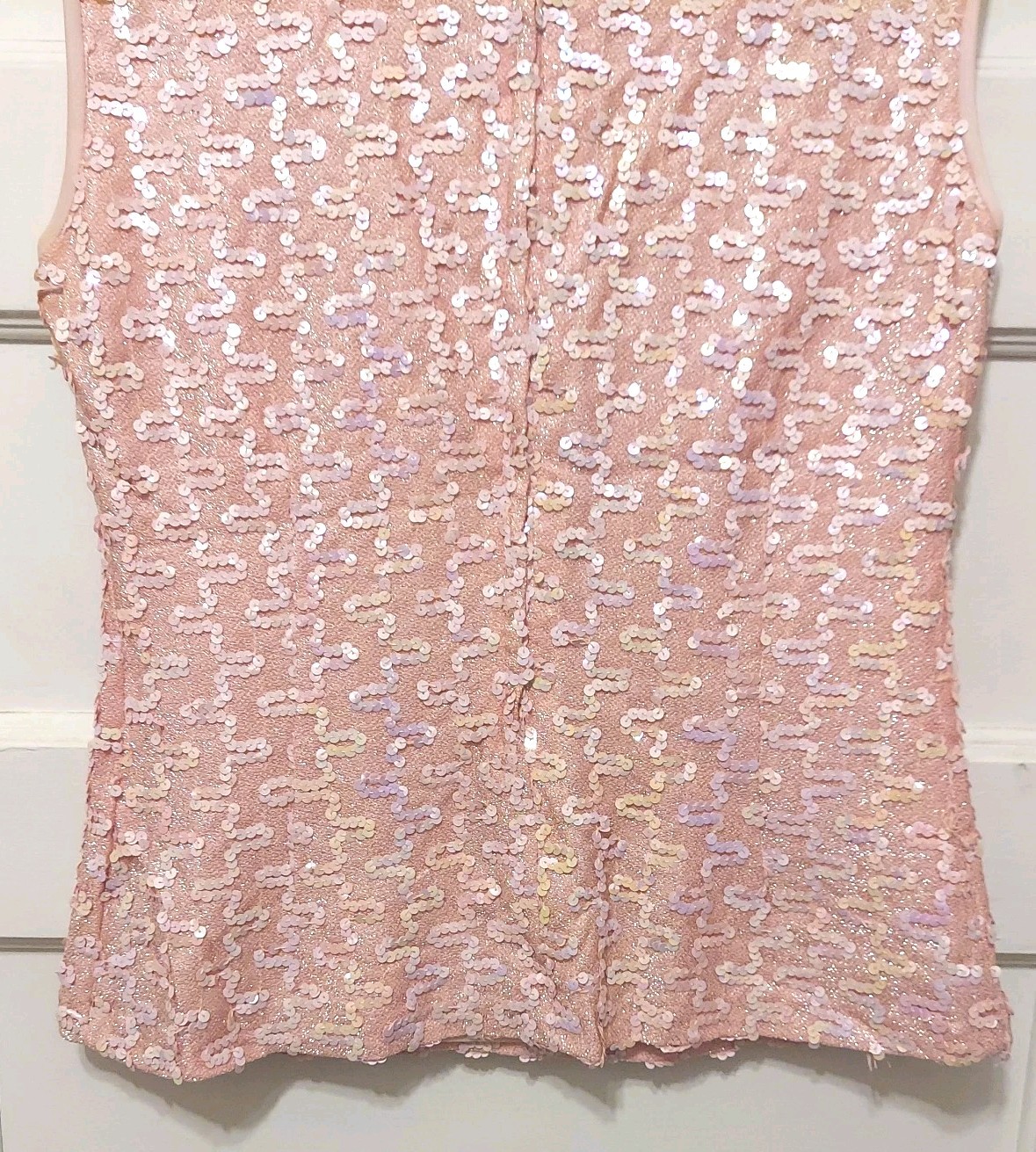 Vtg Lilli Diamond Ladies 2 Pc Pink Sequined Lined Jacket & Top Set