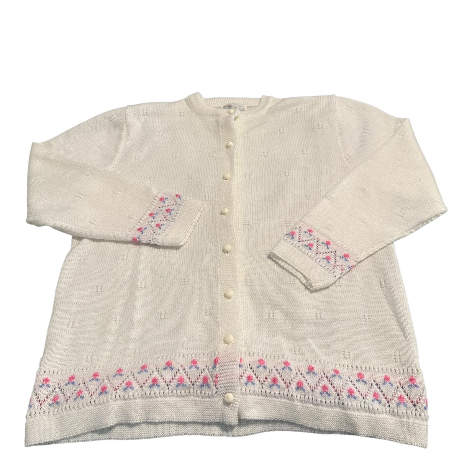 vintage 70s BILLIE JO WHITE FLOWERED WOMEN’S CARDIGAN SWEATER MEDIUM M