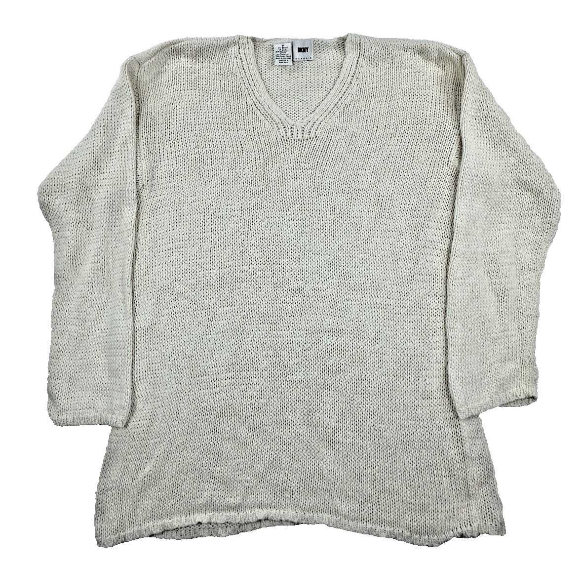 Vintage 90’s DKNY Women’s Petite Sweater Vneck Oversized Knit 1990’s Classic