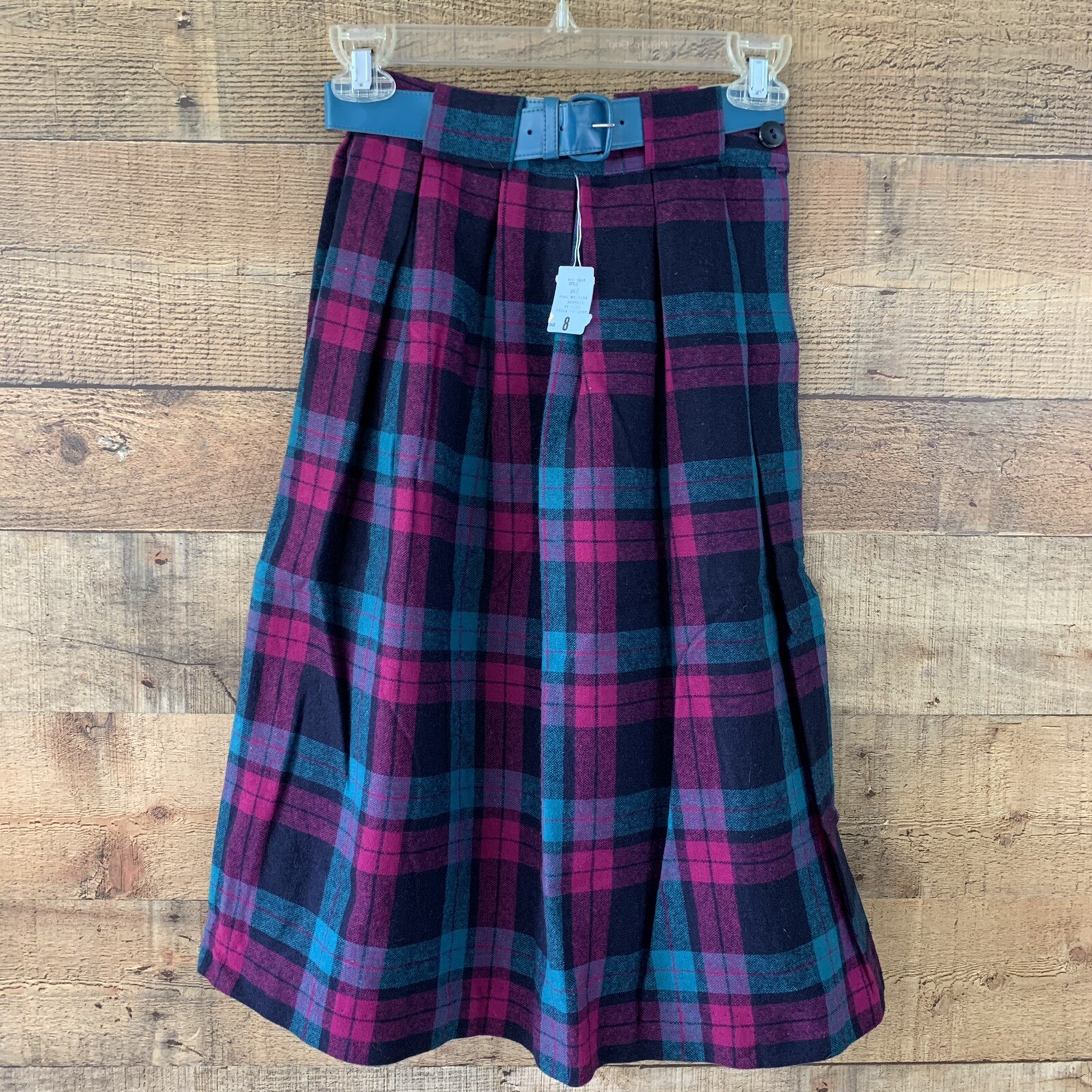 Vintage 1960’s Plaid Wool Gathered Waist Skirt Preppy Academia Sz XS