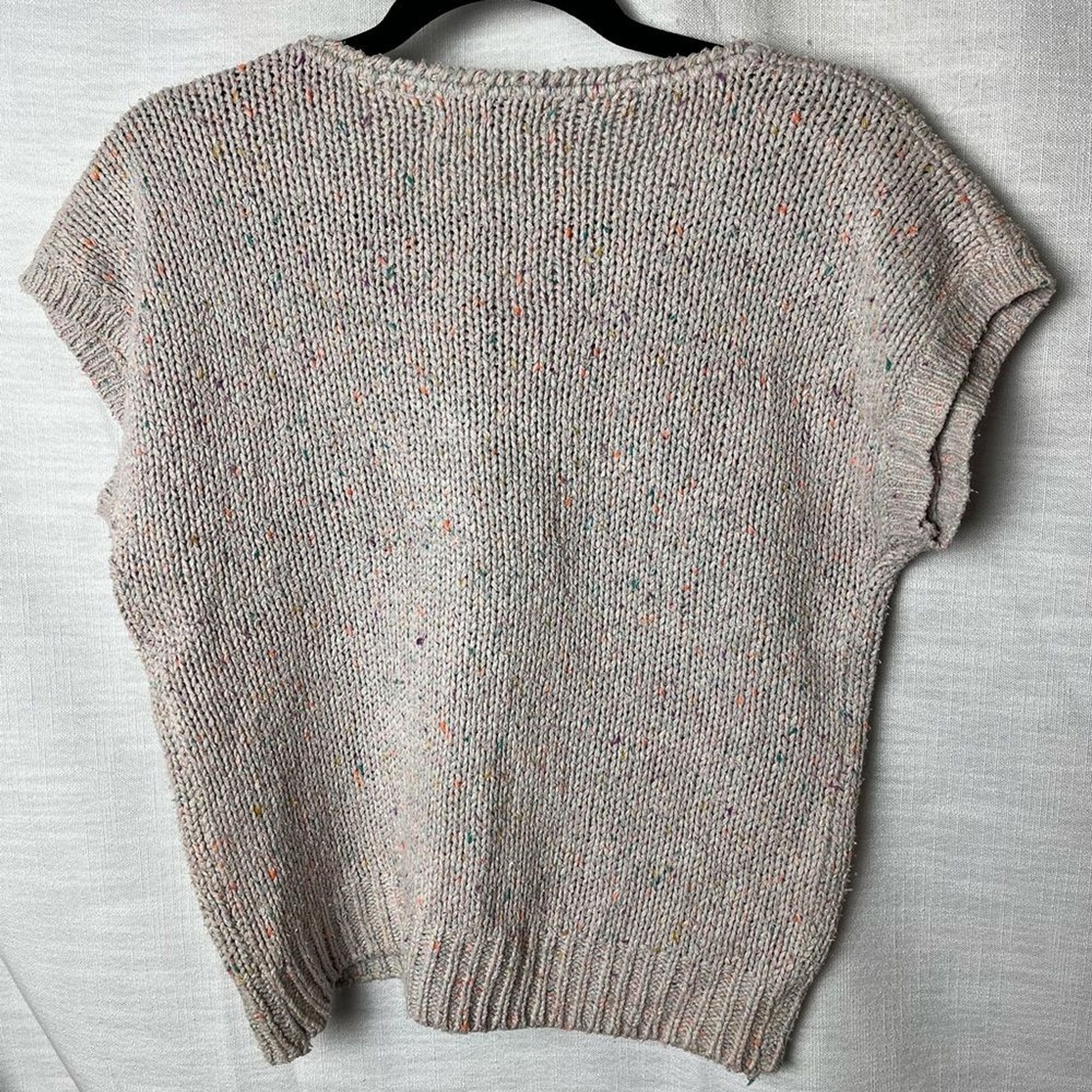 Vintage Chunky Knit Crochet Polka Dot Sweater Shirt – 75% Silk – Women’s M