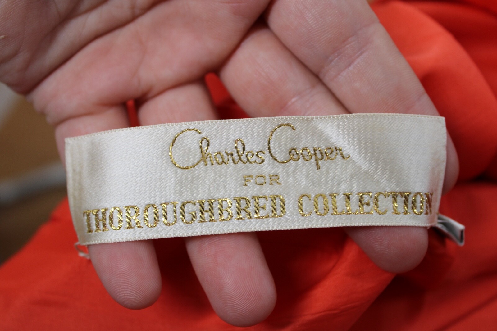 Vtg 60s Charles Cooper Thoroughbred 16 Orange Wool Short Sleeve Dress Silk Lined