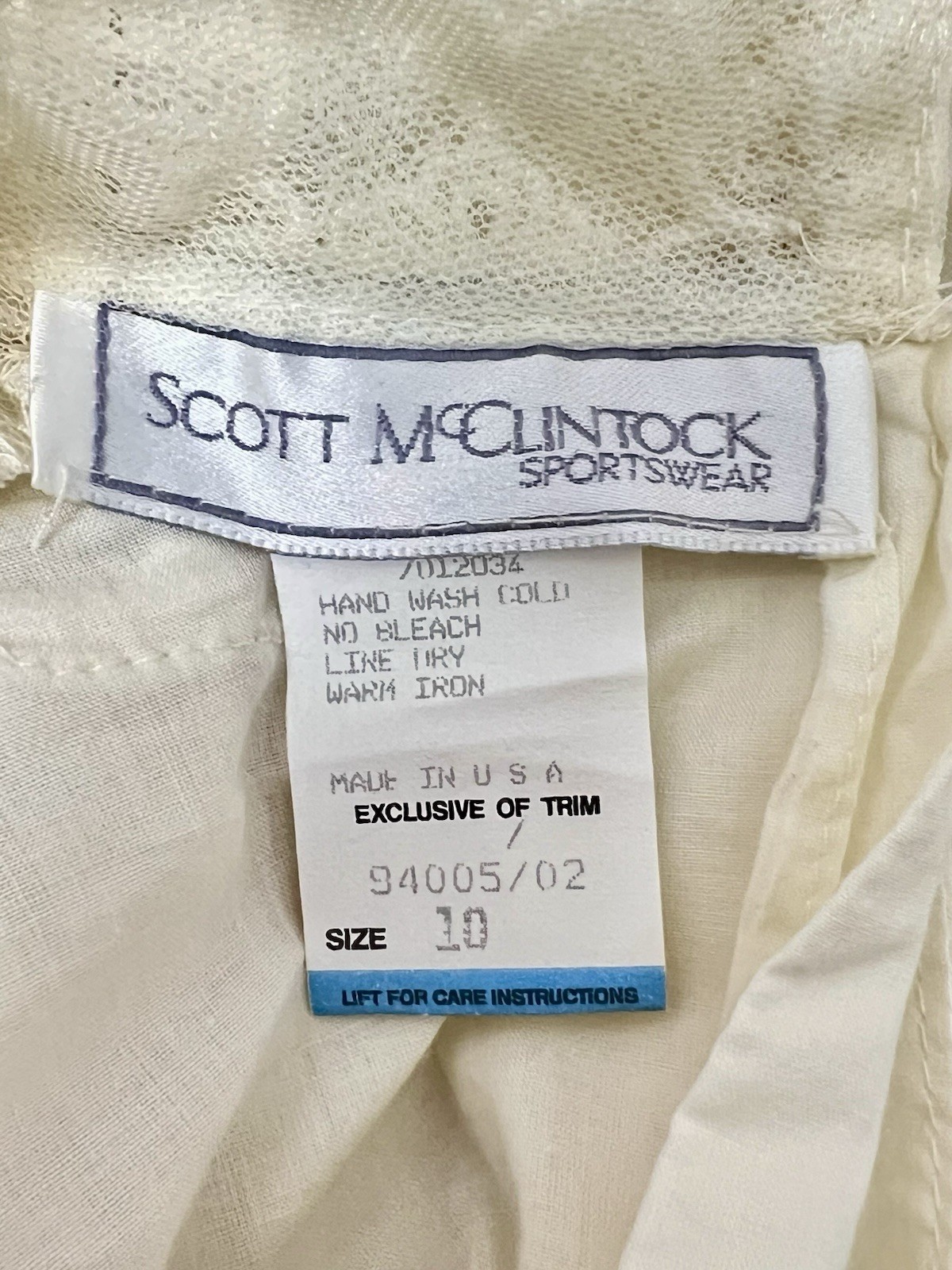 Vintage 1980s Scott McClintock Victorian Lace Applique High Collar Blouse 10 M