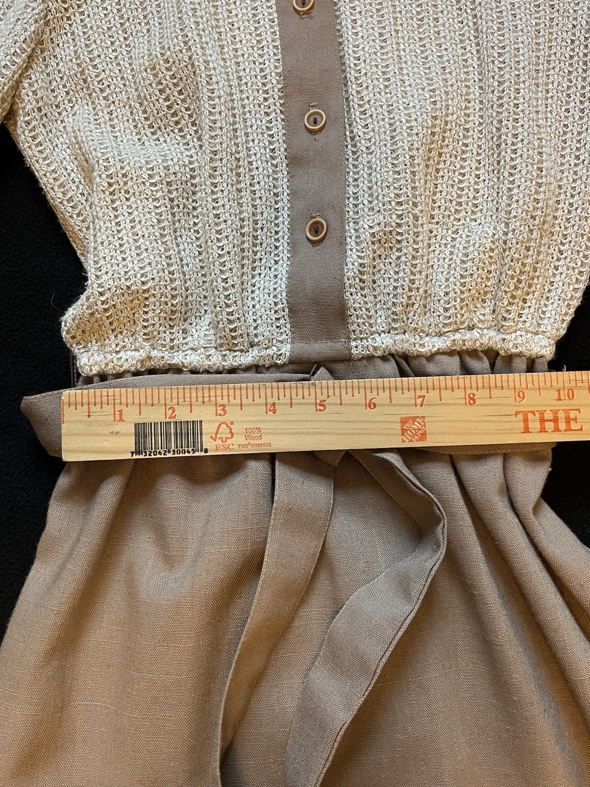 Vintage 1950’s Mavinette Beige And Brown Button Up Dress, Size 4