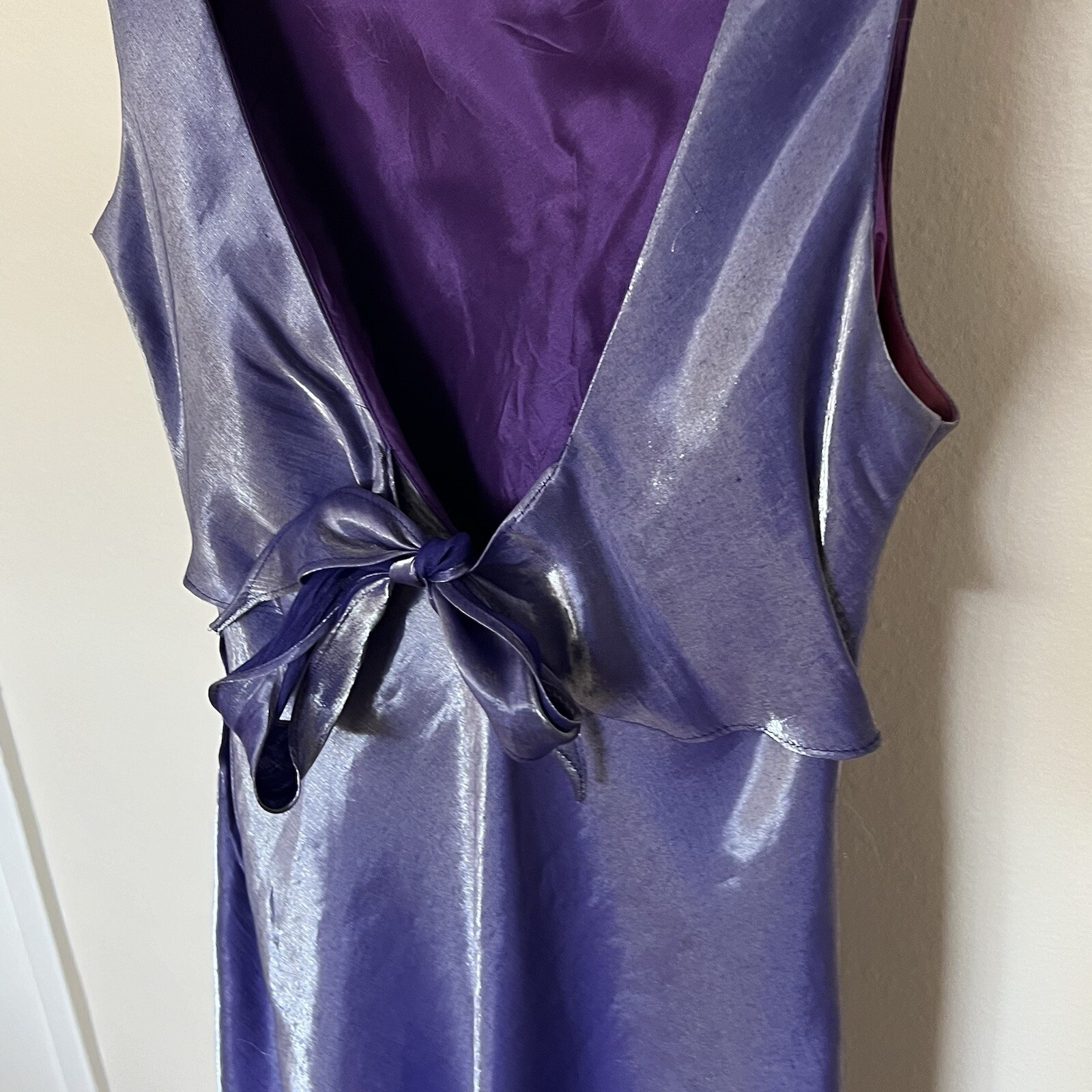 De Laru Dress By Sheila Yen Purple Lilac Size 5/6 Shiny Metallic Minidress