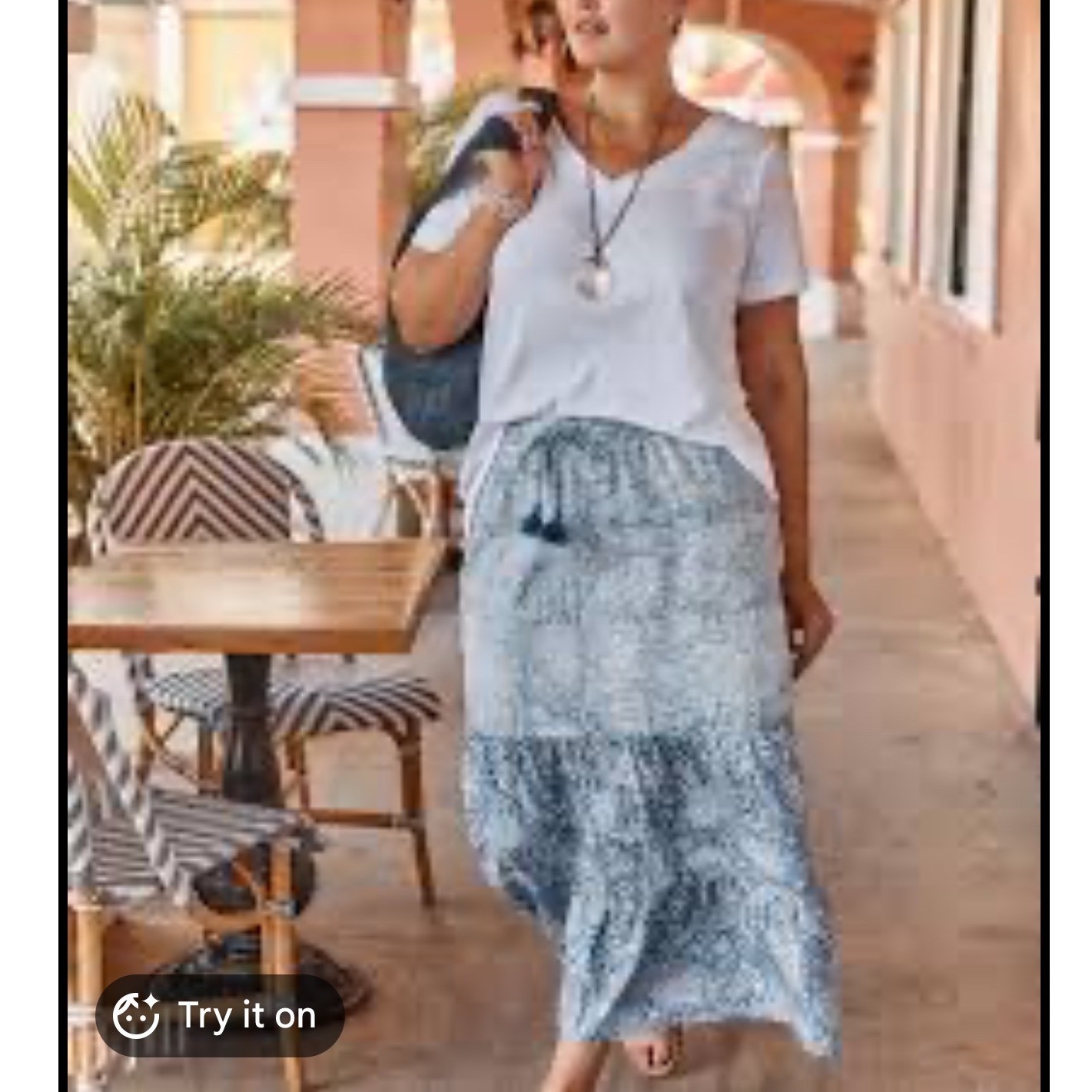 J. Jill Denim Ombre Paisley Tiered Midi Skirt Sz XL Cottagecore Boho