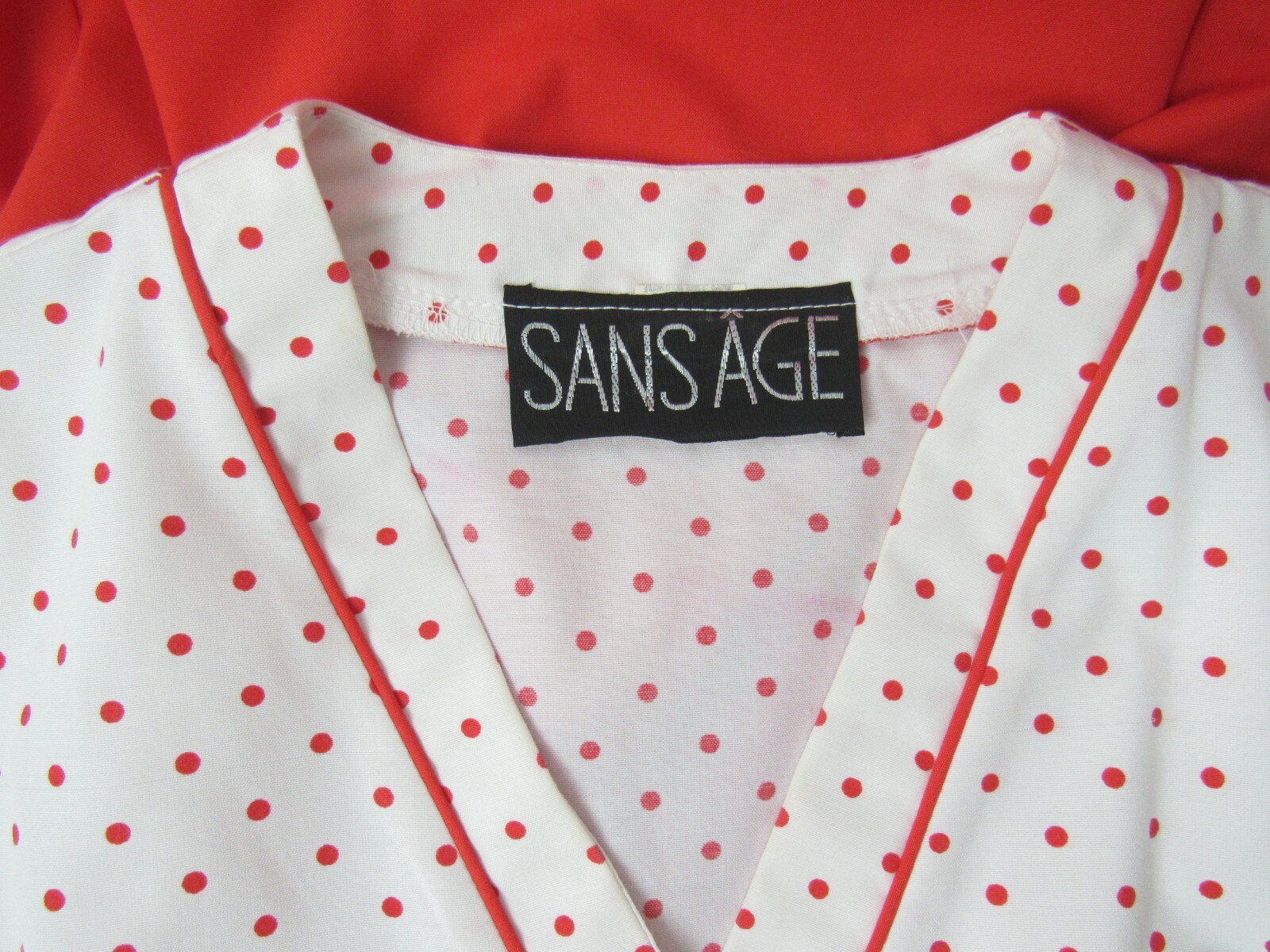 VTG 1970s SANSAGE DRESS & BELT RED WHITE POLKA DOTS BELT COTTON BLEND