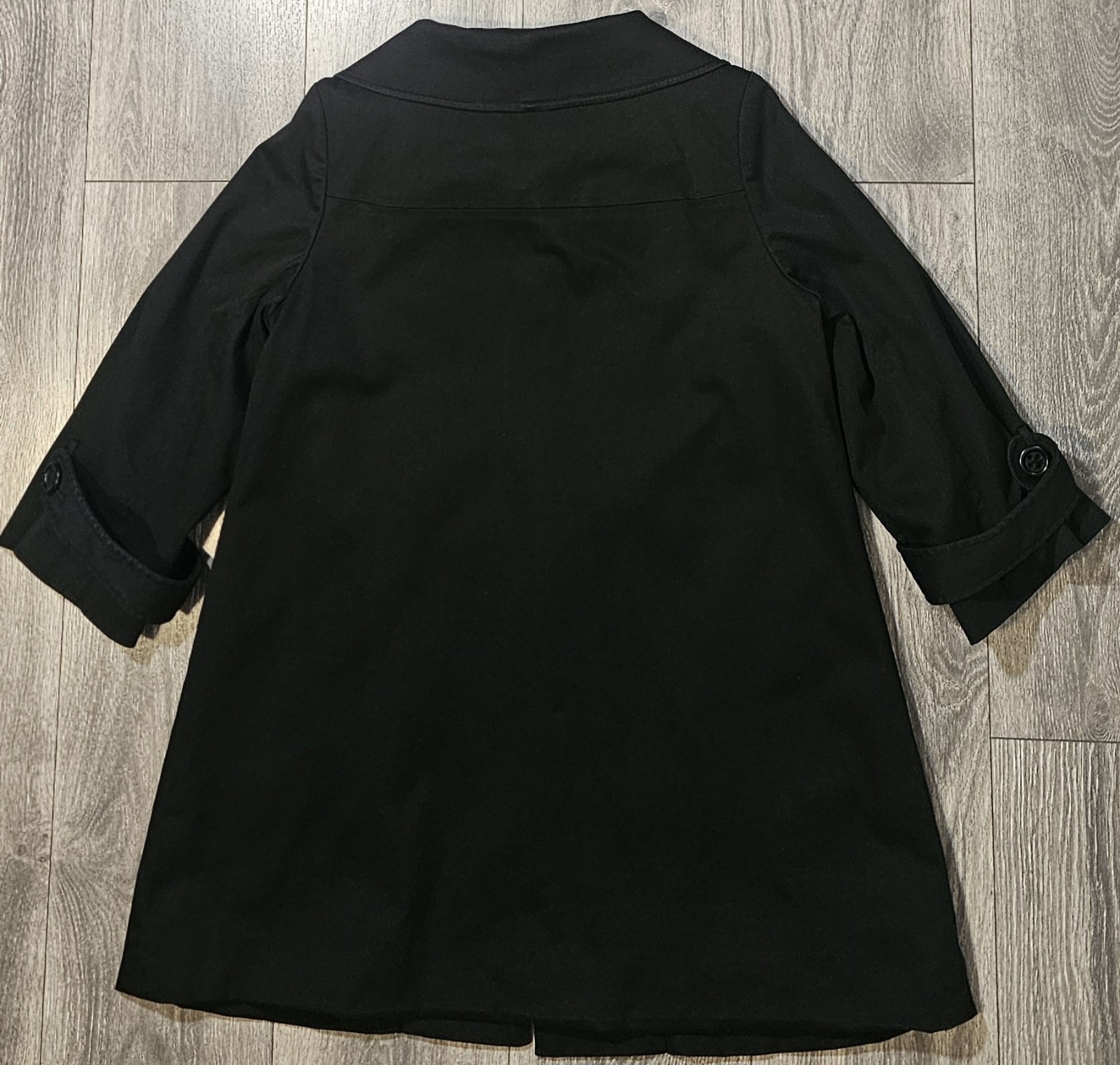 Vtg Forever 21 Lined 3/4 Sleeve Wide Rounded Collar Peacoat Black Women’s Size M