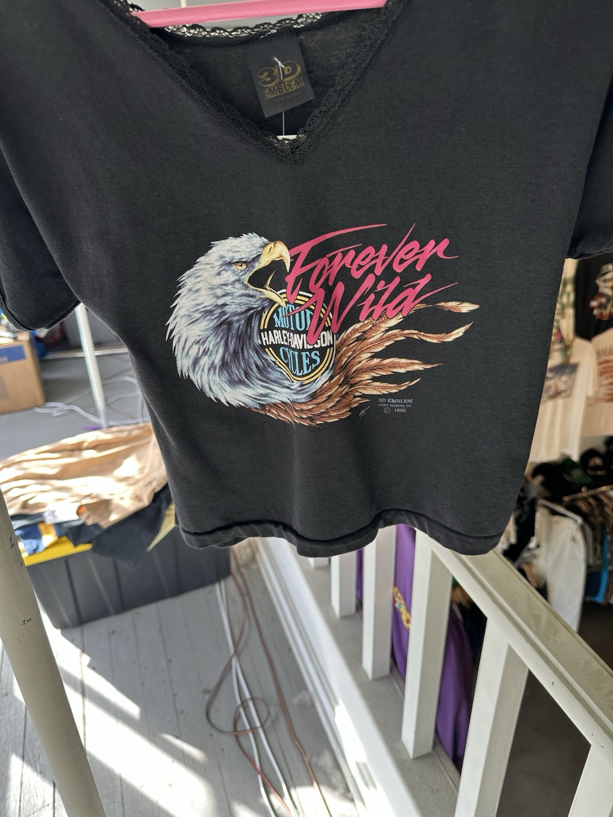 1990 Harley Davidson 3D Emblem Crop Top