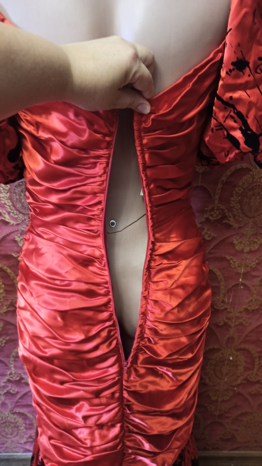 Elegant evening long satin vintage dress 70-80s England john charles cocktail