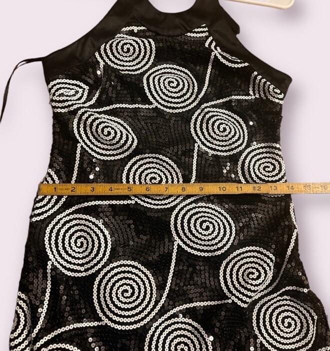 Vintage Late 1990’s Black & White Sequin Halter Dress by Cache, Prom Dress, 2