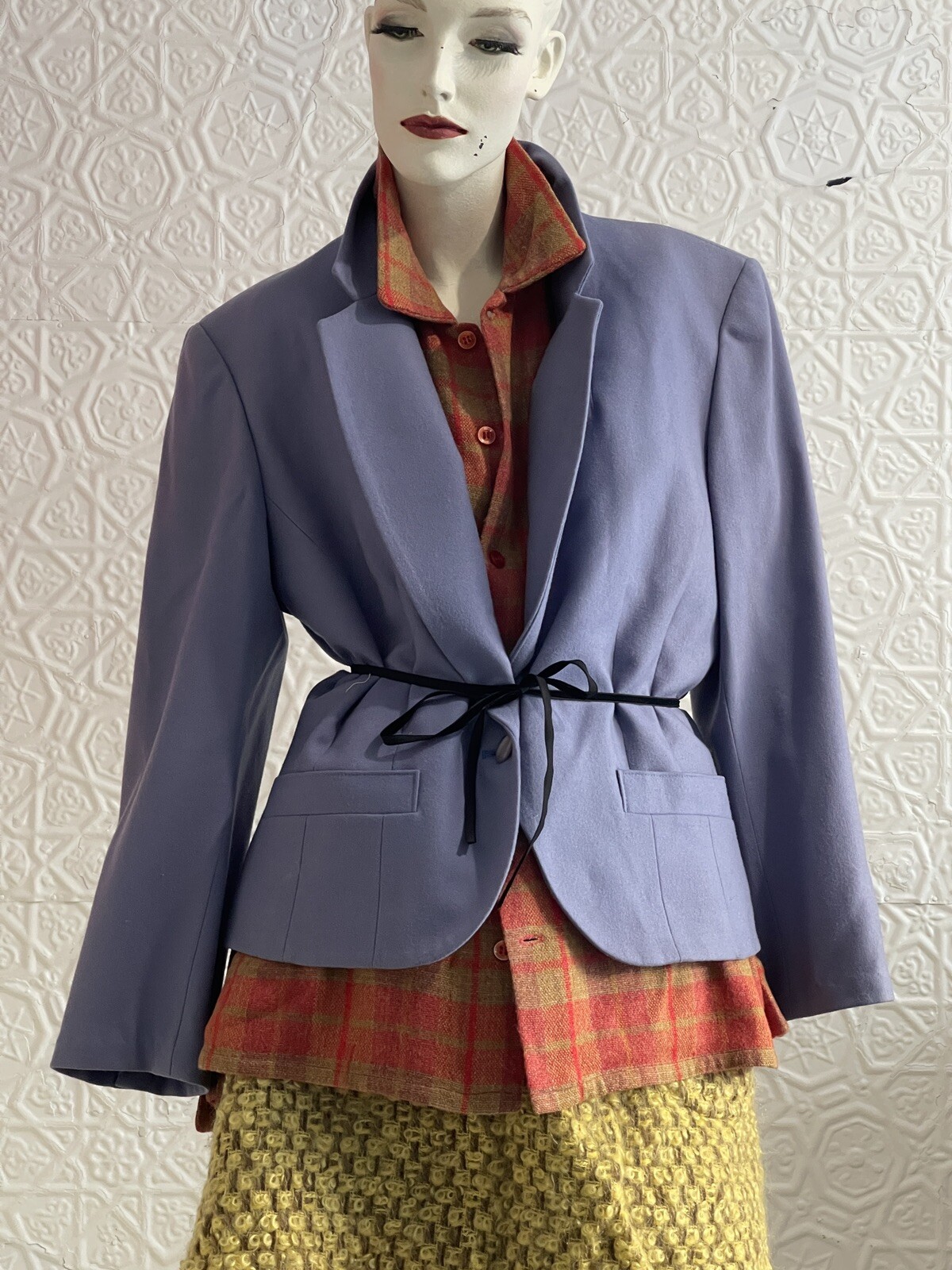 Vintage 1980s-1970s Pendleton Blazer-Lavender-Grey-Wool-Classic-Jacket-medium