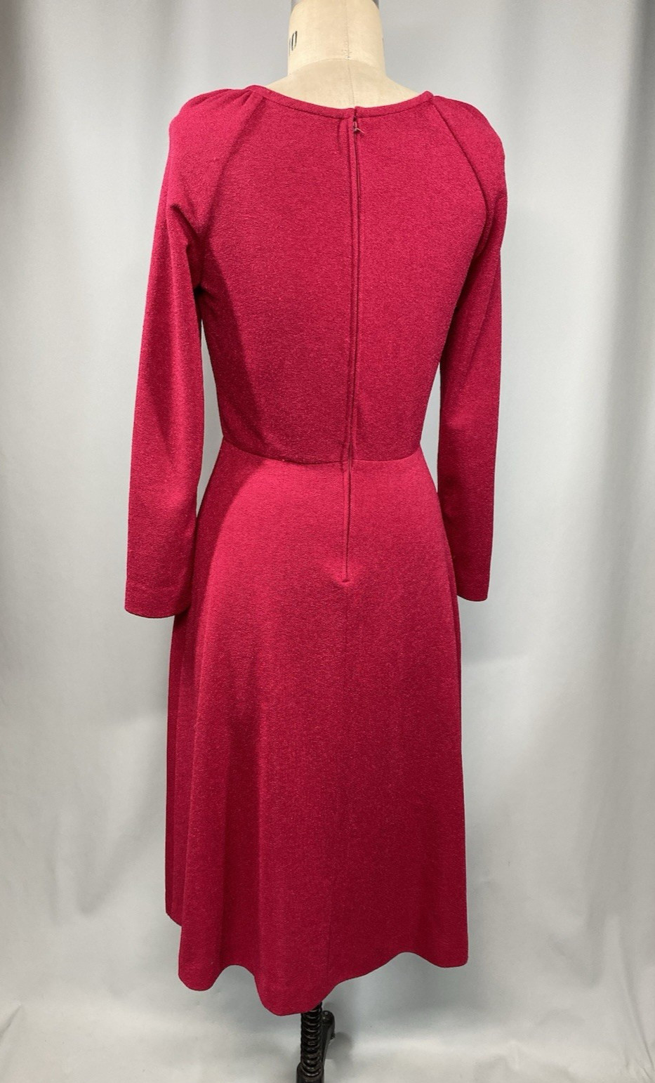 Vintage Dress SIZE MEDIUM red long sleeve LESLIE FAY 70s 80s classic long sleeve