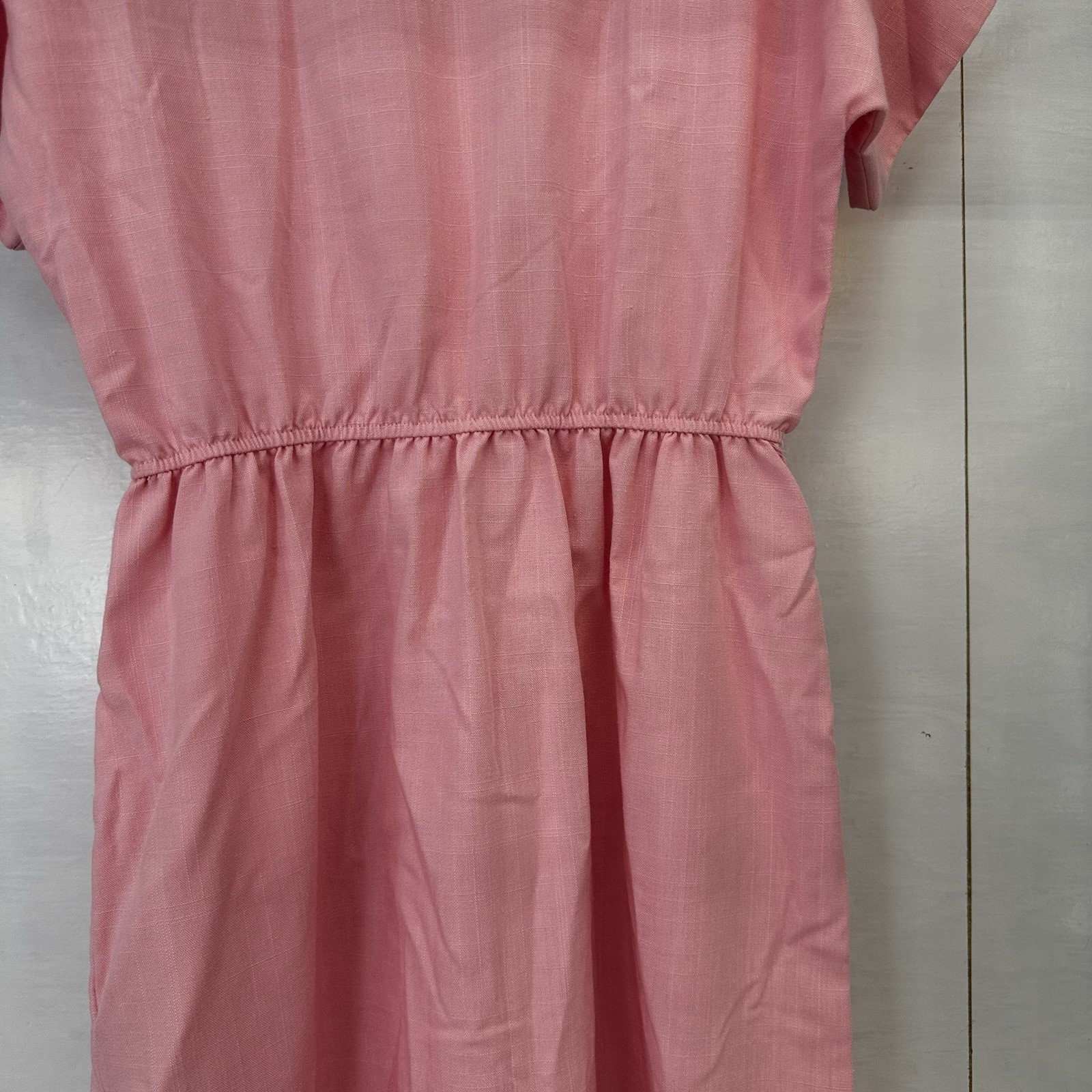 VTG Leslie Fay Womans Pink Shirt DressUSA Belted Pockets Cottagecore 90s 14 READ
