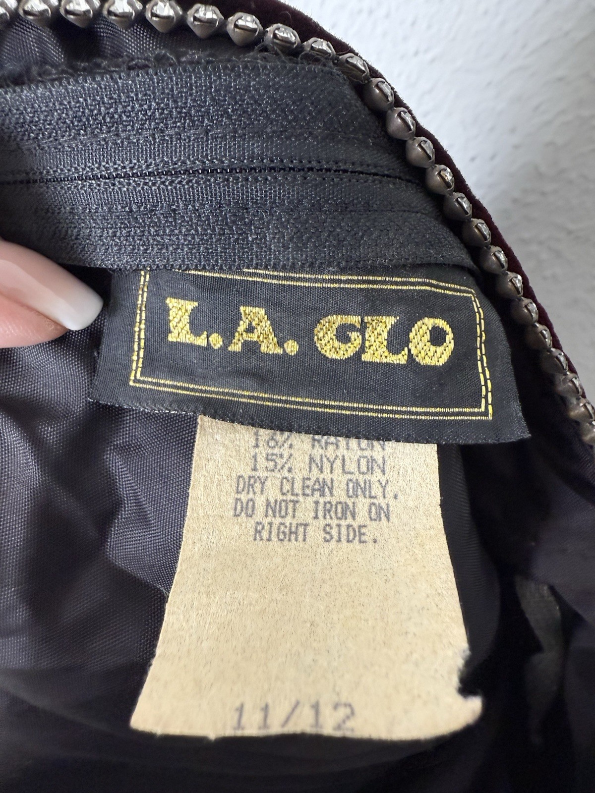 L.A. Glo Vintage 90s Velvet Ruffled Layered Hem Cocktail Dress Size 11/12 Party