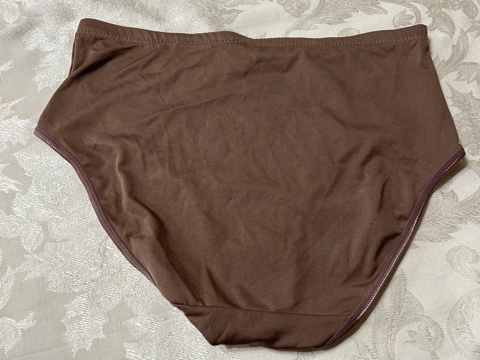 Vtg INTIMATES 3042 Polyester Lace Inserts Hi-Cut Sz 9/2XL Brown Panties #71