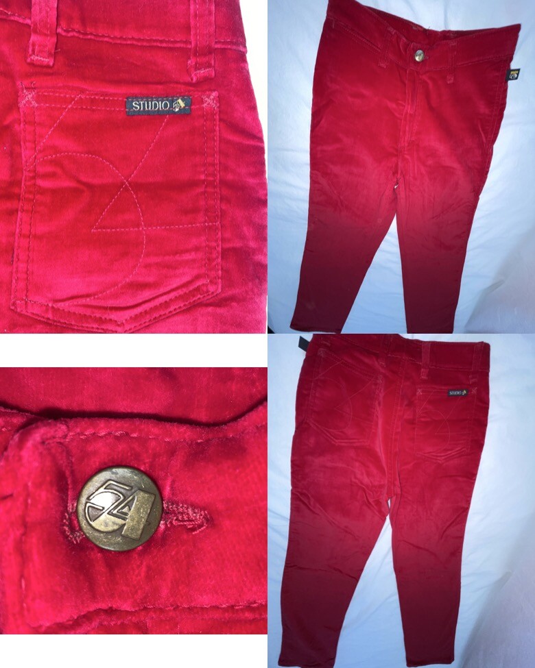 VTG 70S 80S WOMENS 25 X 32 STUDIO 54 DISCO RETRO RED VELOUR FASHION JEANS PANTS