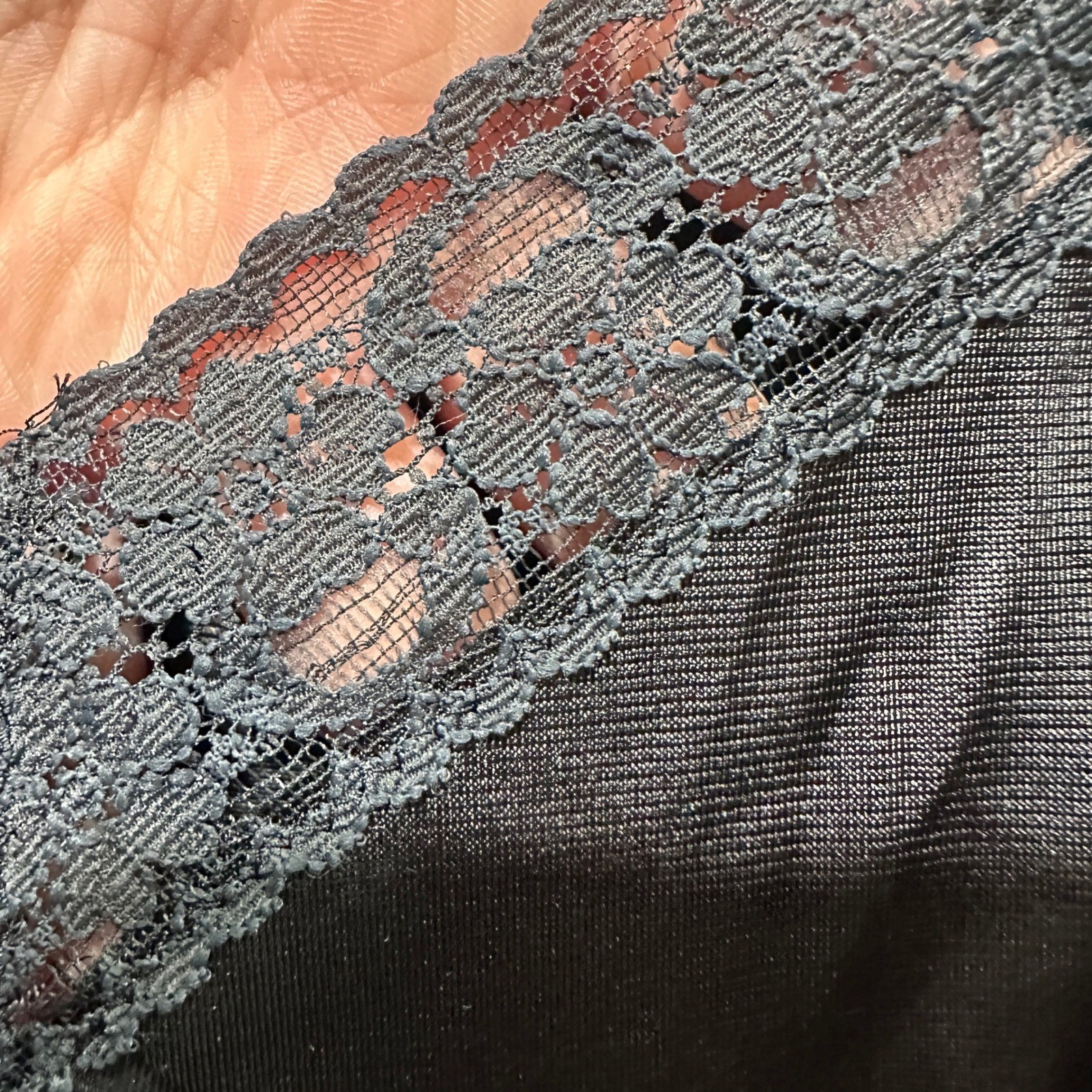 Vintage Vanity Fair Black Lace Trim Full Slip Dress Nylon USA Made Size 38