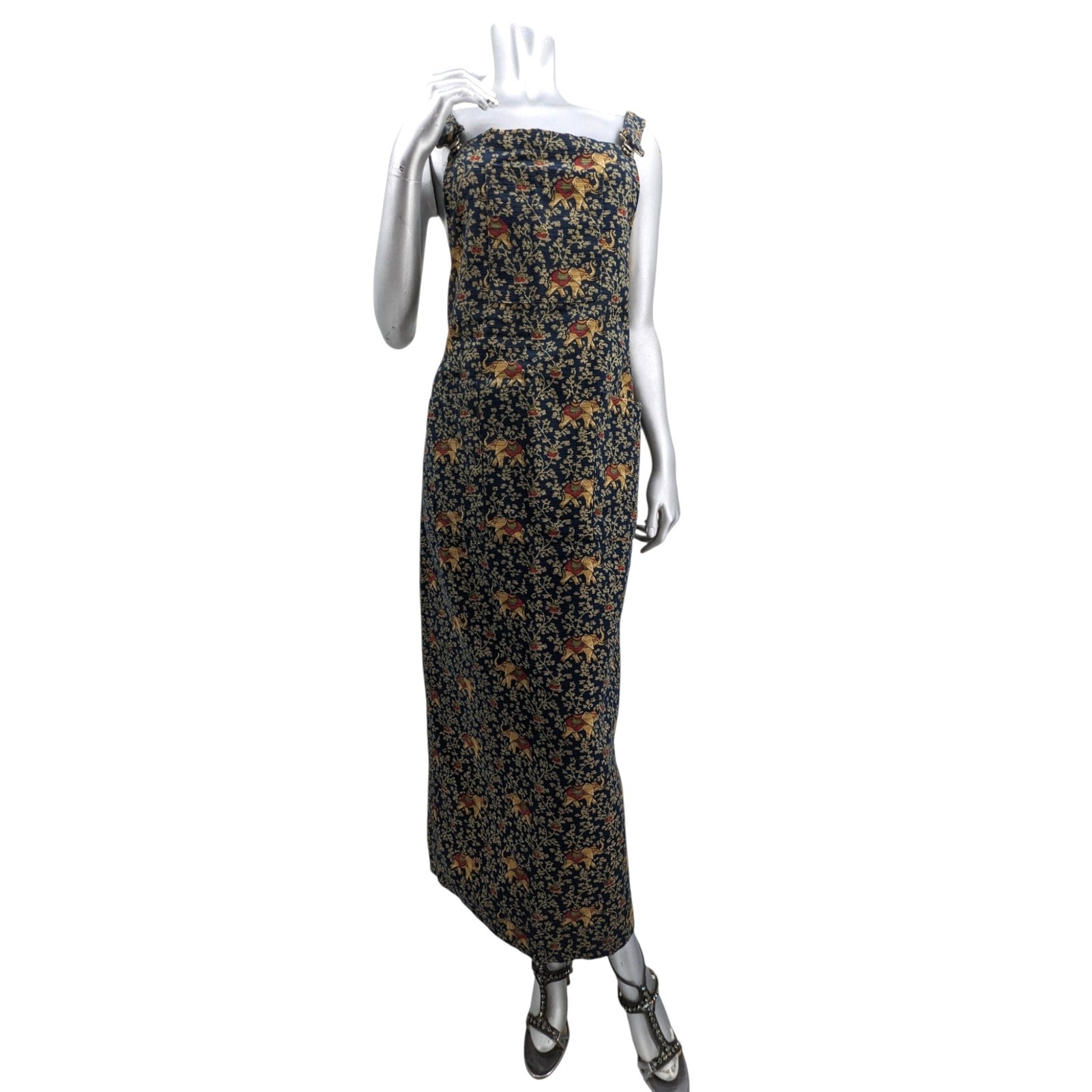 Deadstock NWT Vintage GARDEN GEAR Bib Overall Corduroy Jumper Dress Elephants LG