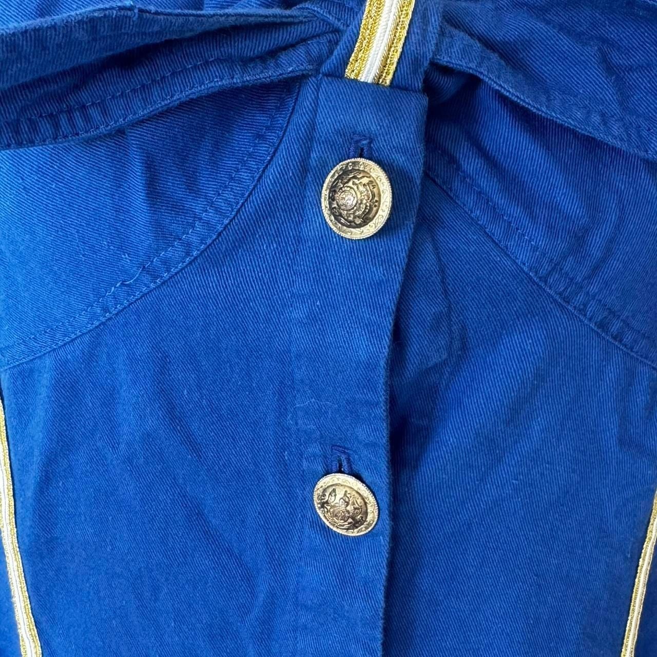 Vintage PC Collections Ginger Bort Blue Gold Trim Button-Down Dress