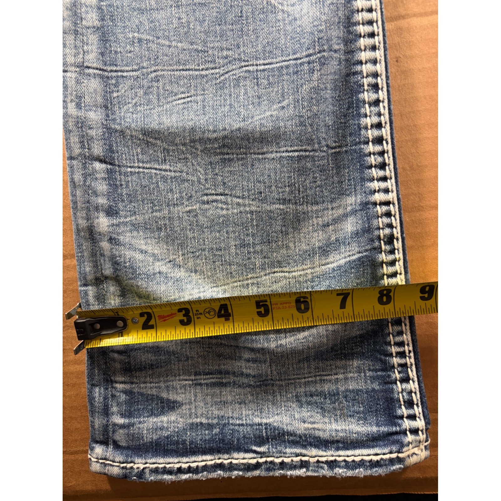 Rock Revival Hee Boot Jeans Womens 36×30 Blue Thick Stitch Flap Pocket Denim