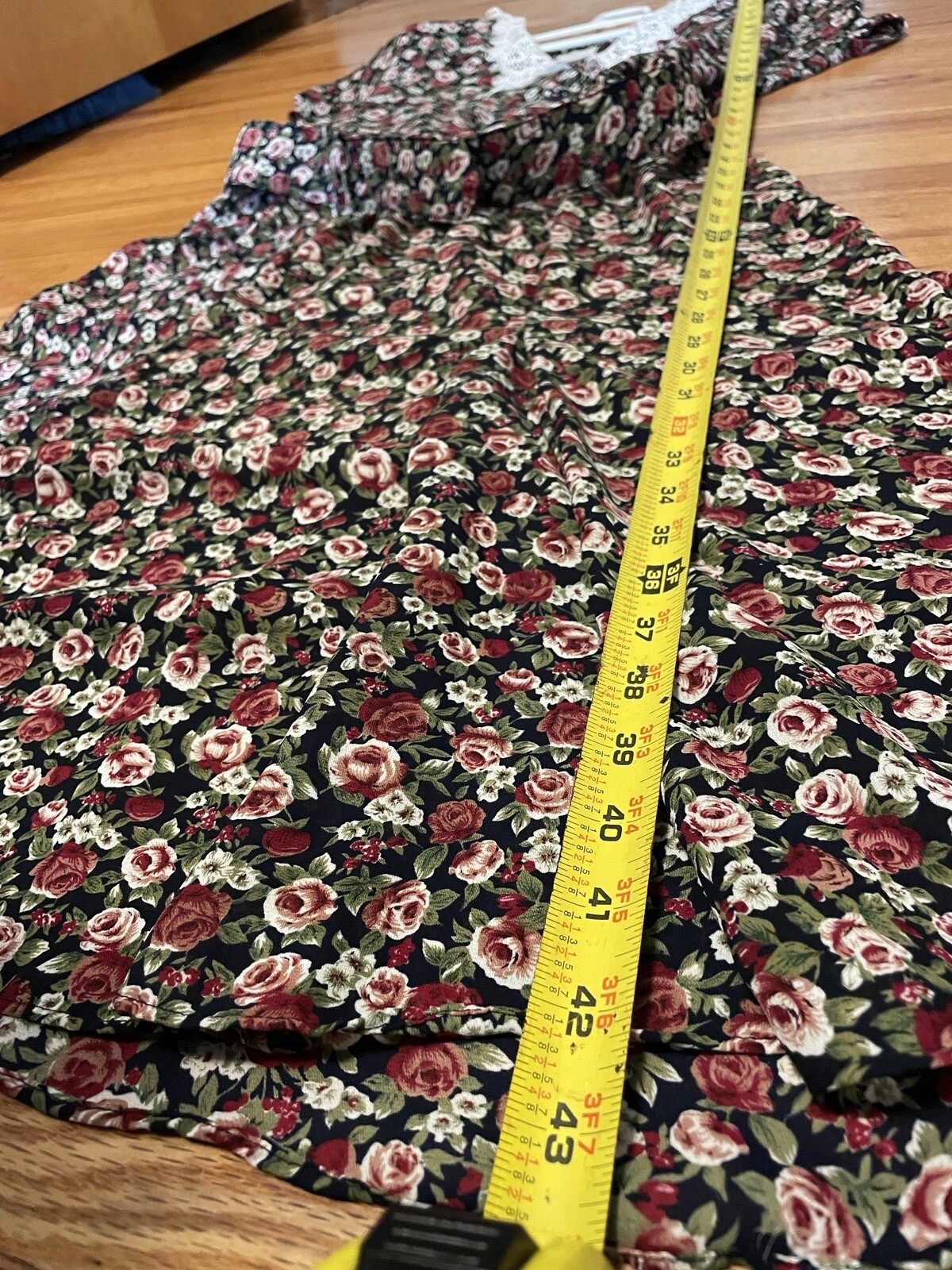 Pellini Petite By Von Bramlett Vintage Belted Dress Rose Pattern Lace Collar 12p