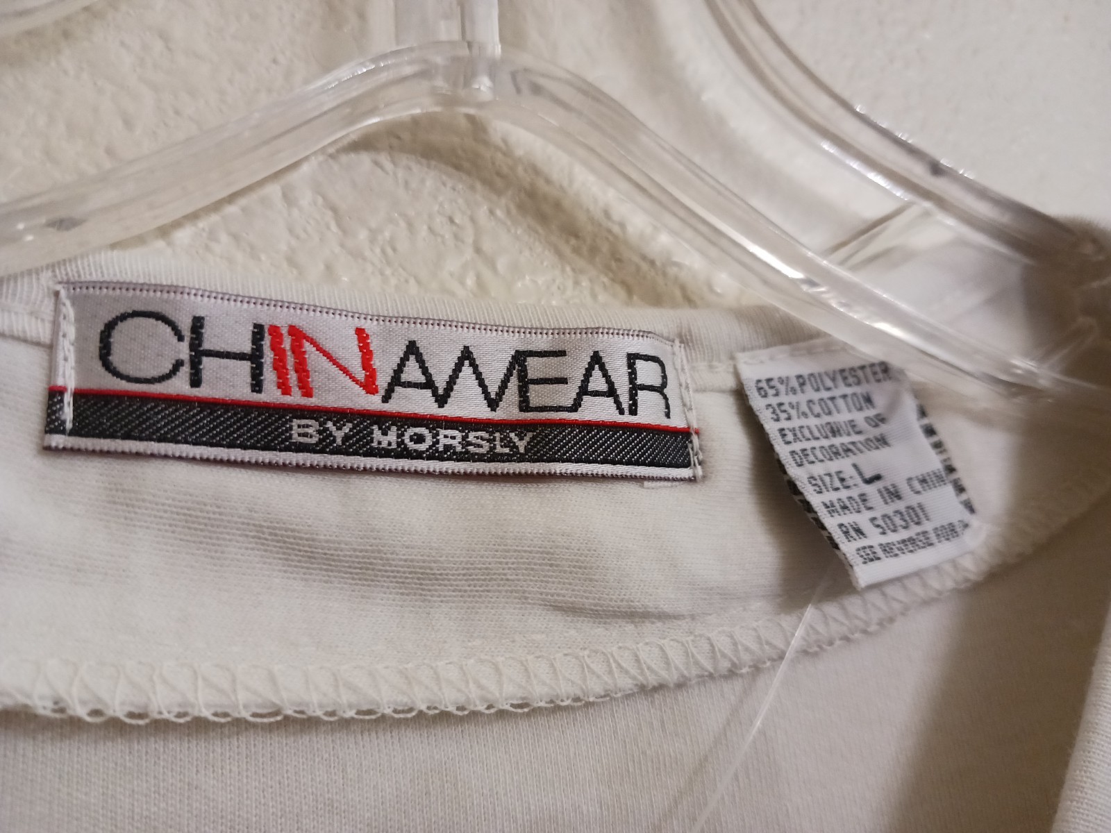 Chinawear by Morsly White L Vintage Sears Button Beaded Short Sleeve Sweater NWT