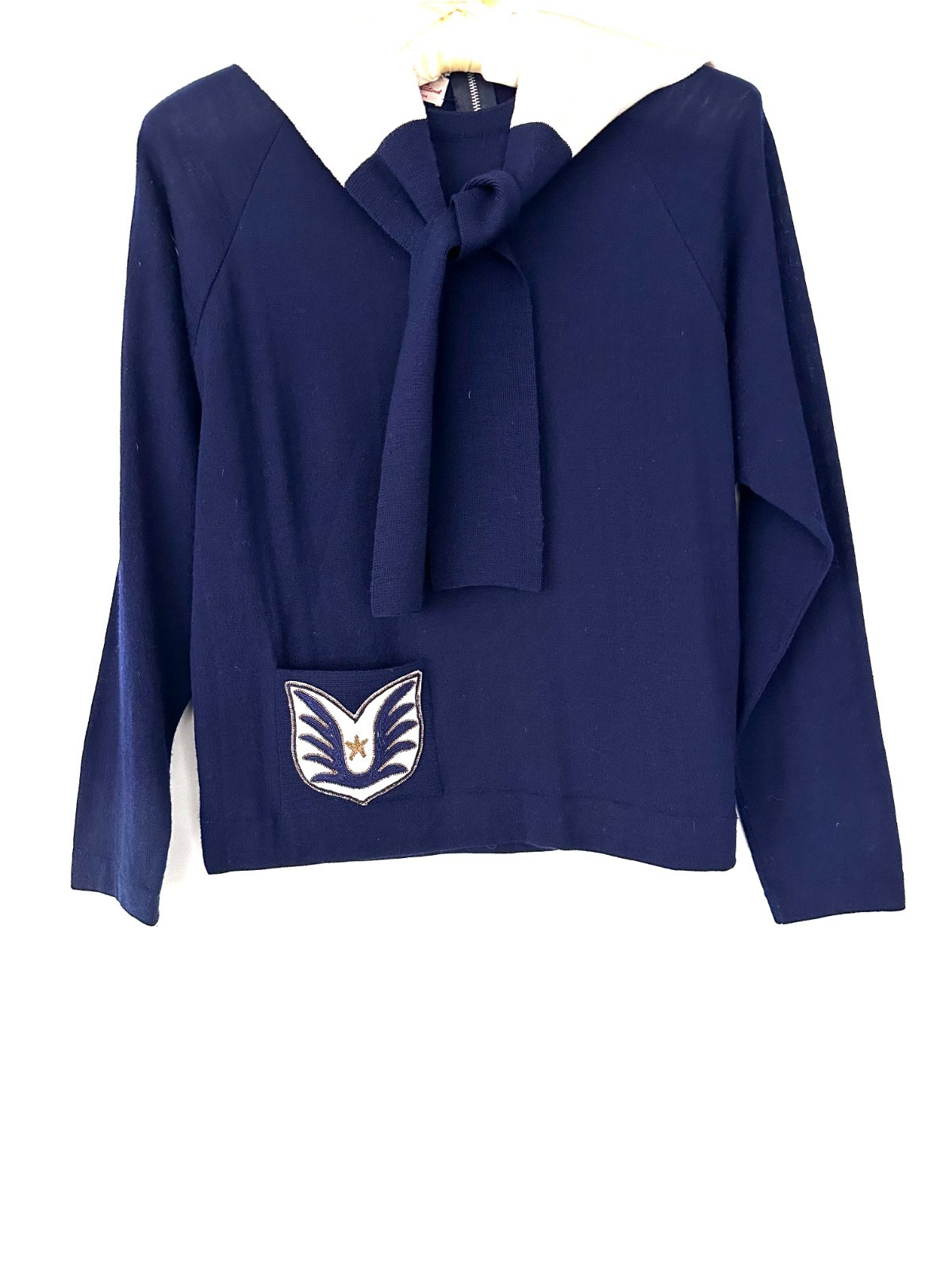 VTG Nautical Navy Blue Sailor Tie Sweater
