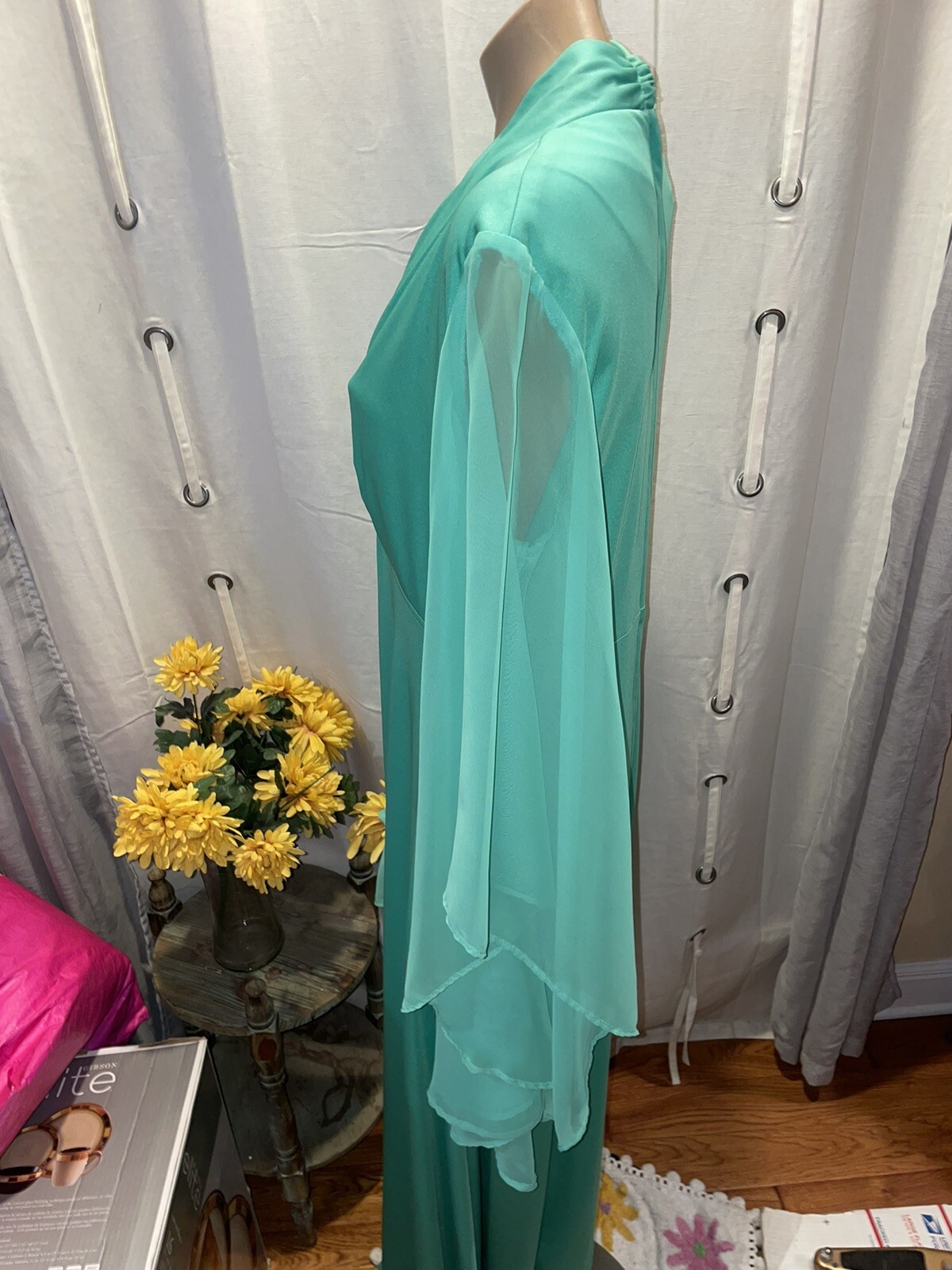 VTG JC Penney’s Fashions Dress Formal Gown Chiffon angel Sleeves Prom Sz M