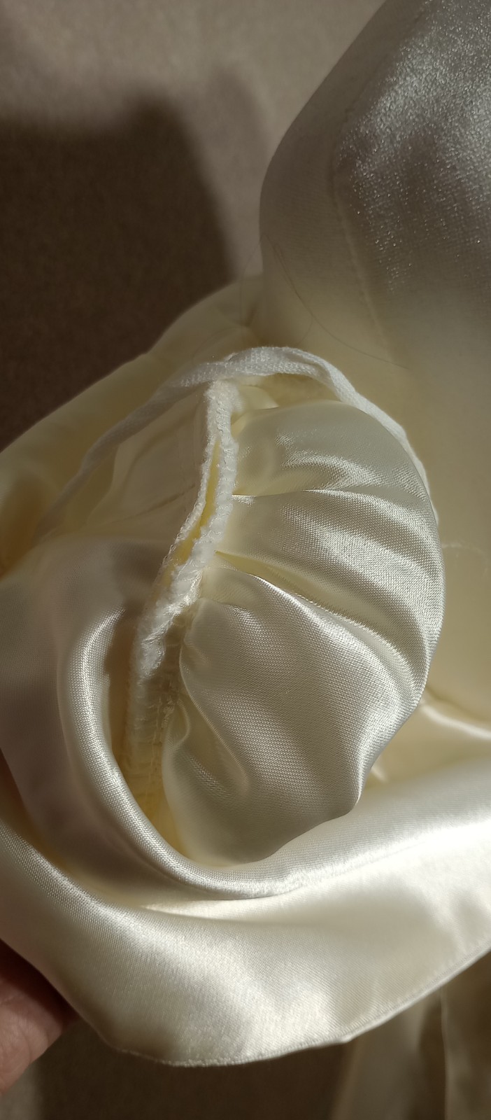 Vtg 80s Nu-Mode Satin Peplum Tea Length Wedding Dress Bow Open Back Size 5 / 6