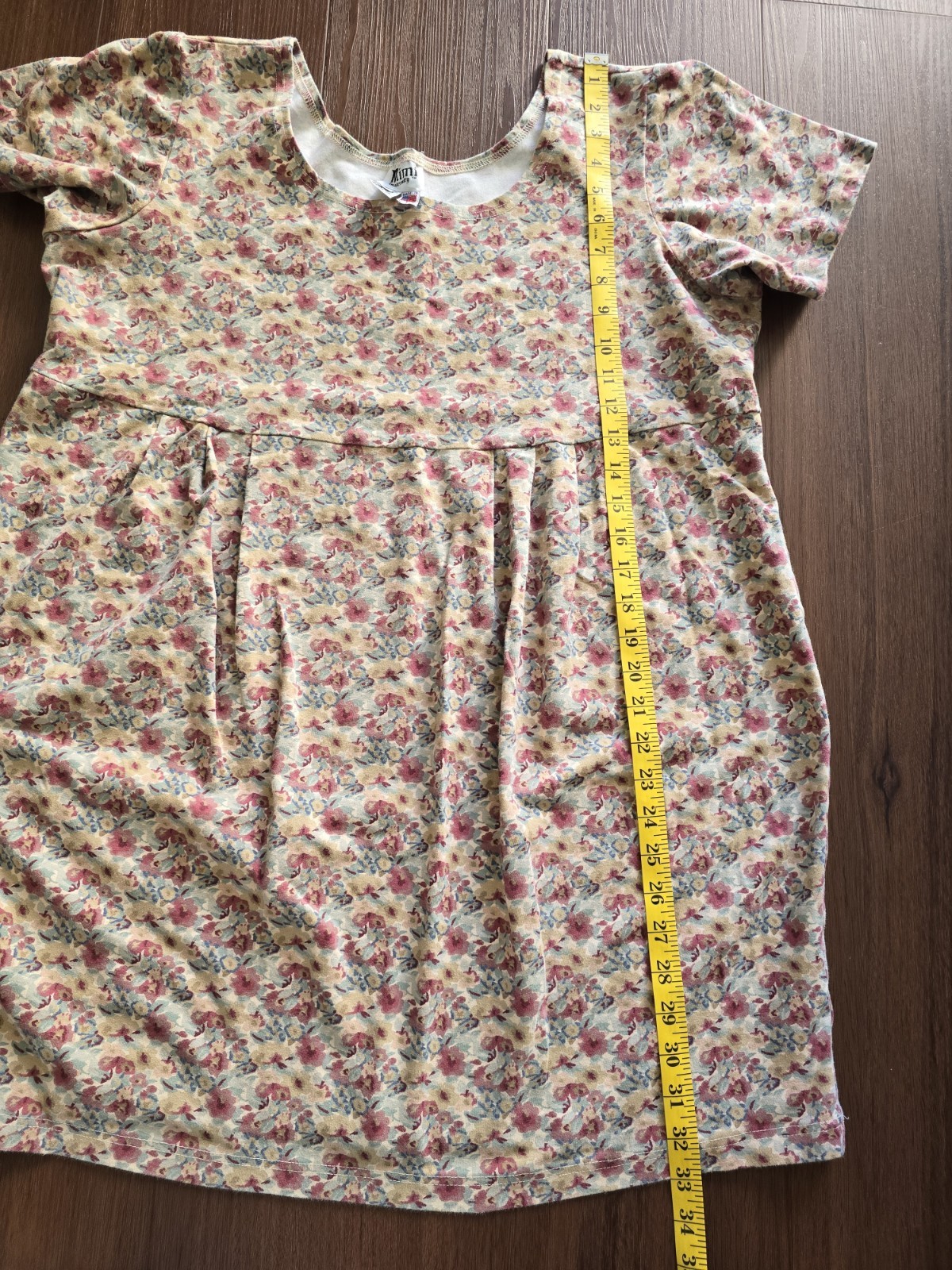 Vintage 1990s Floral Grunge Maternity Baby Doll Dress. Womens Large Made in USA