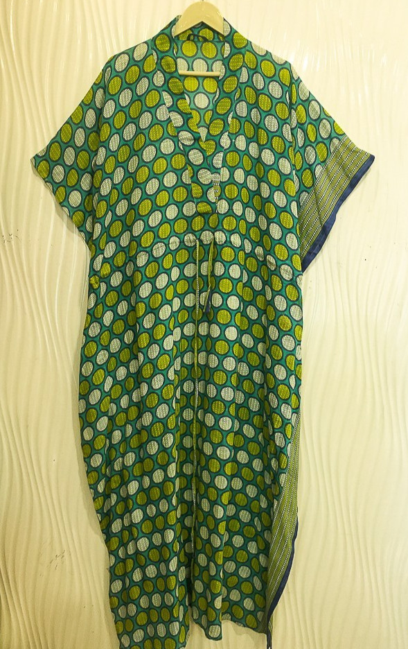 Vintage Sari Kaftan / Pure Cotton Long Maxi Dress / Luxury Resort Wear CFN1202