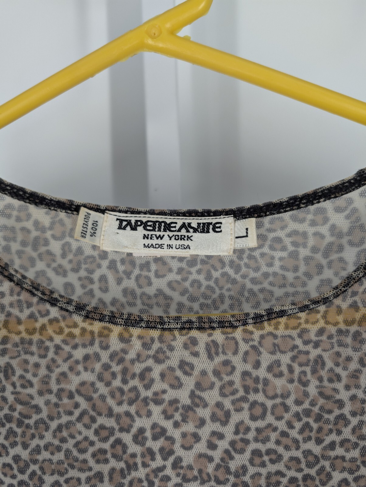 Vintage 80s Leopard Animal Transparent Sheer Mesh Bodycon Punk T Shirt Knit Art