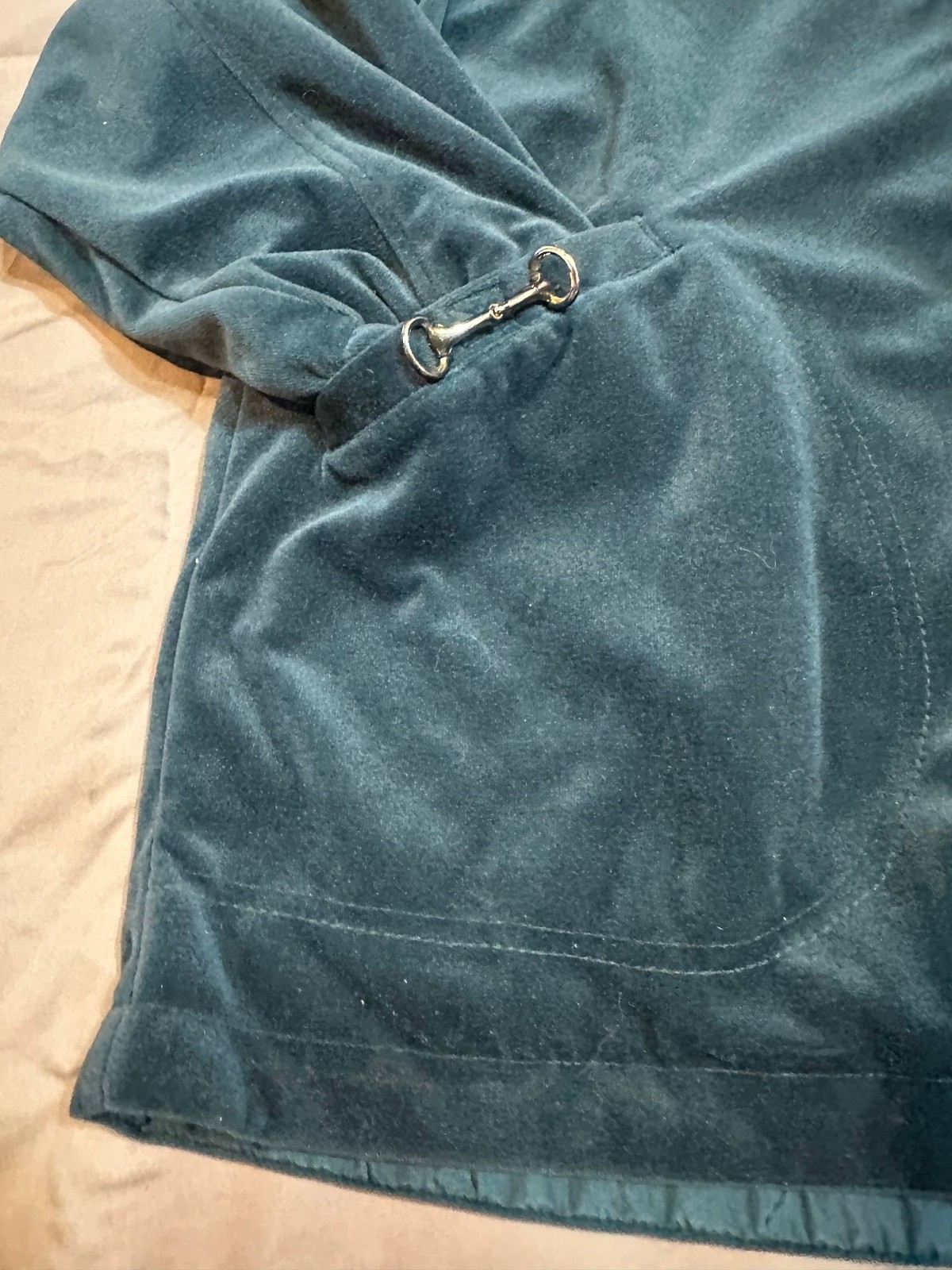 Vtg CurrentSeen Womens Reversible Jacket Size M Teal Green Gold Y2K Velour Nylon
