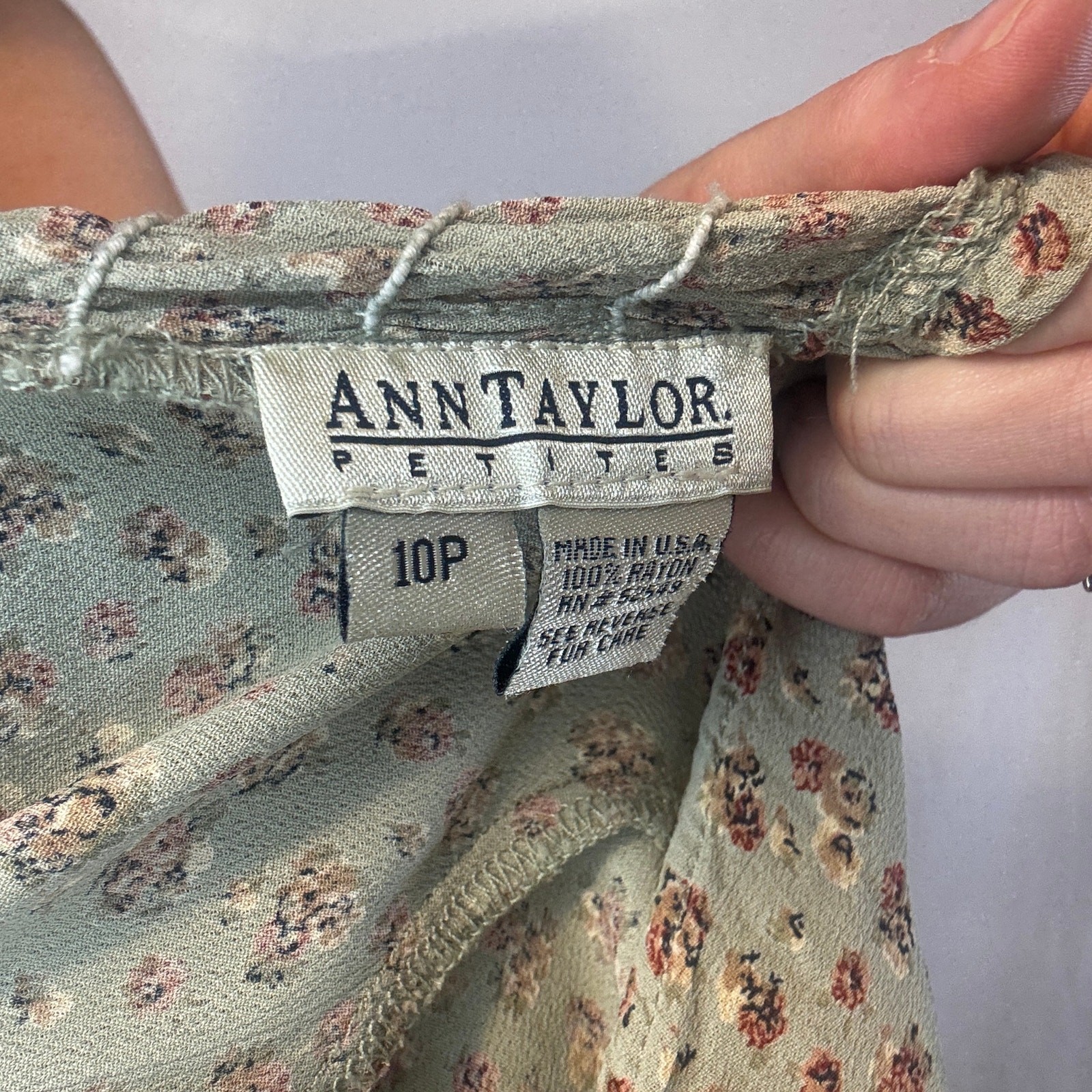 Vintage 1990s Ann Taylor Floral Mini Dress Green Bouquet Print Smocked Back 10P