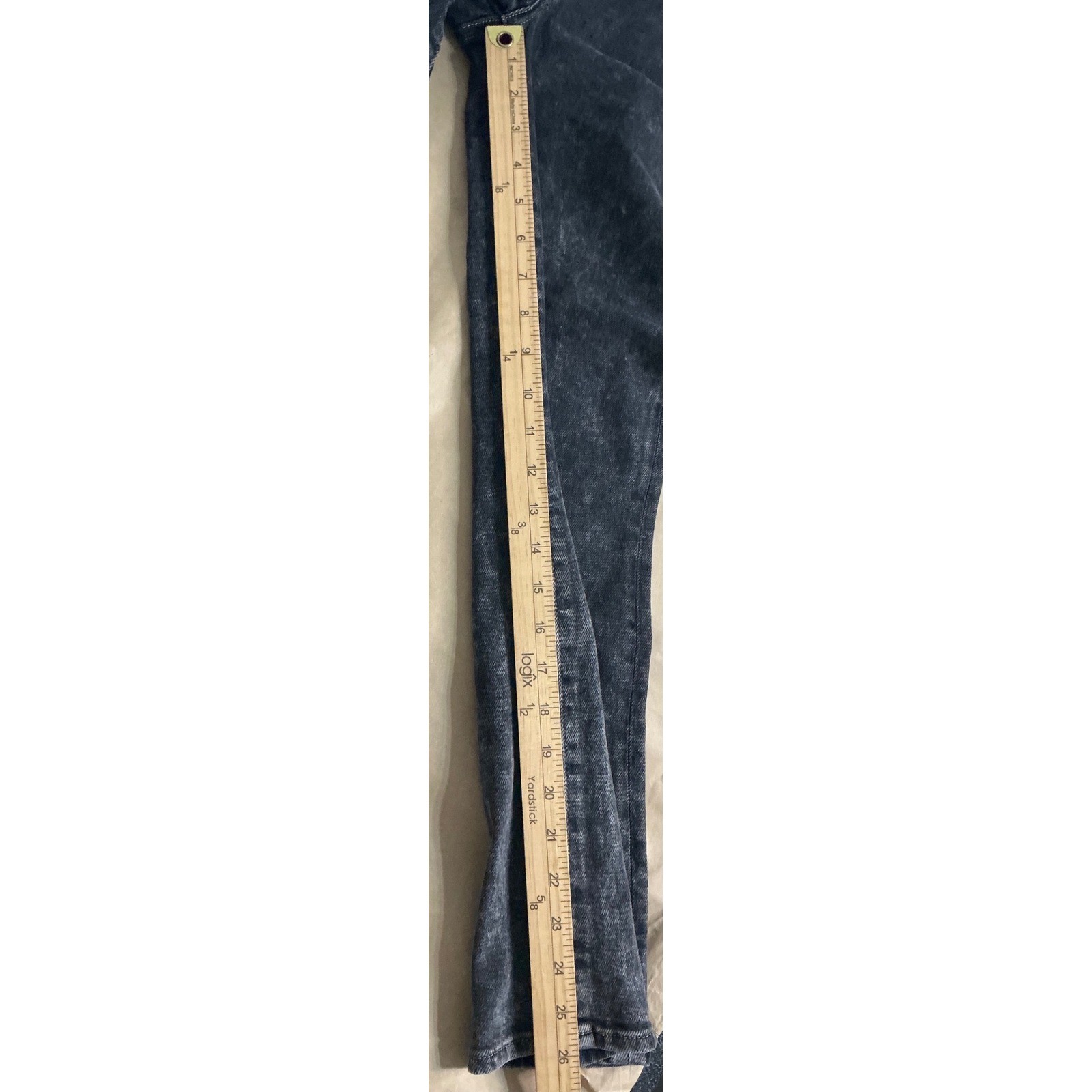 Pistola Lennon High Rise Boot Cut Cropped Black Acid Wash Ankle Jeans 26 Grunge