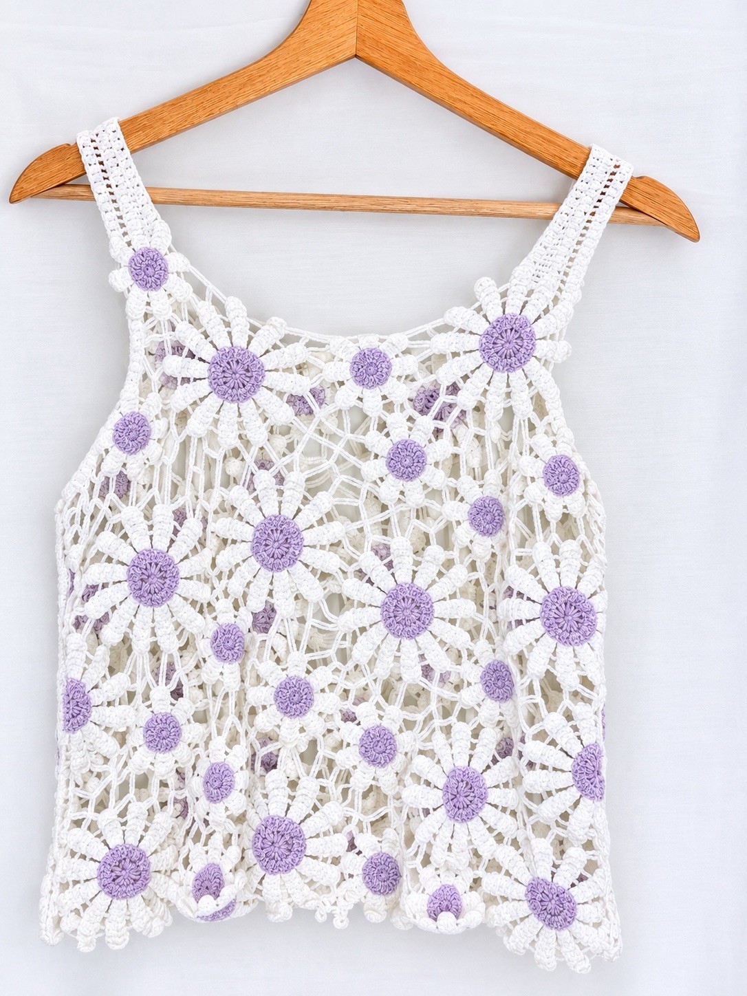 Y2K Crochet Lace Crop Tank Top M Alterd State Boho Indie Festival Vintage Flower