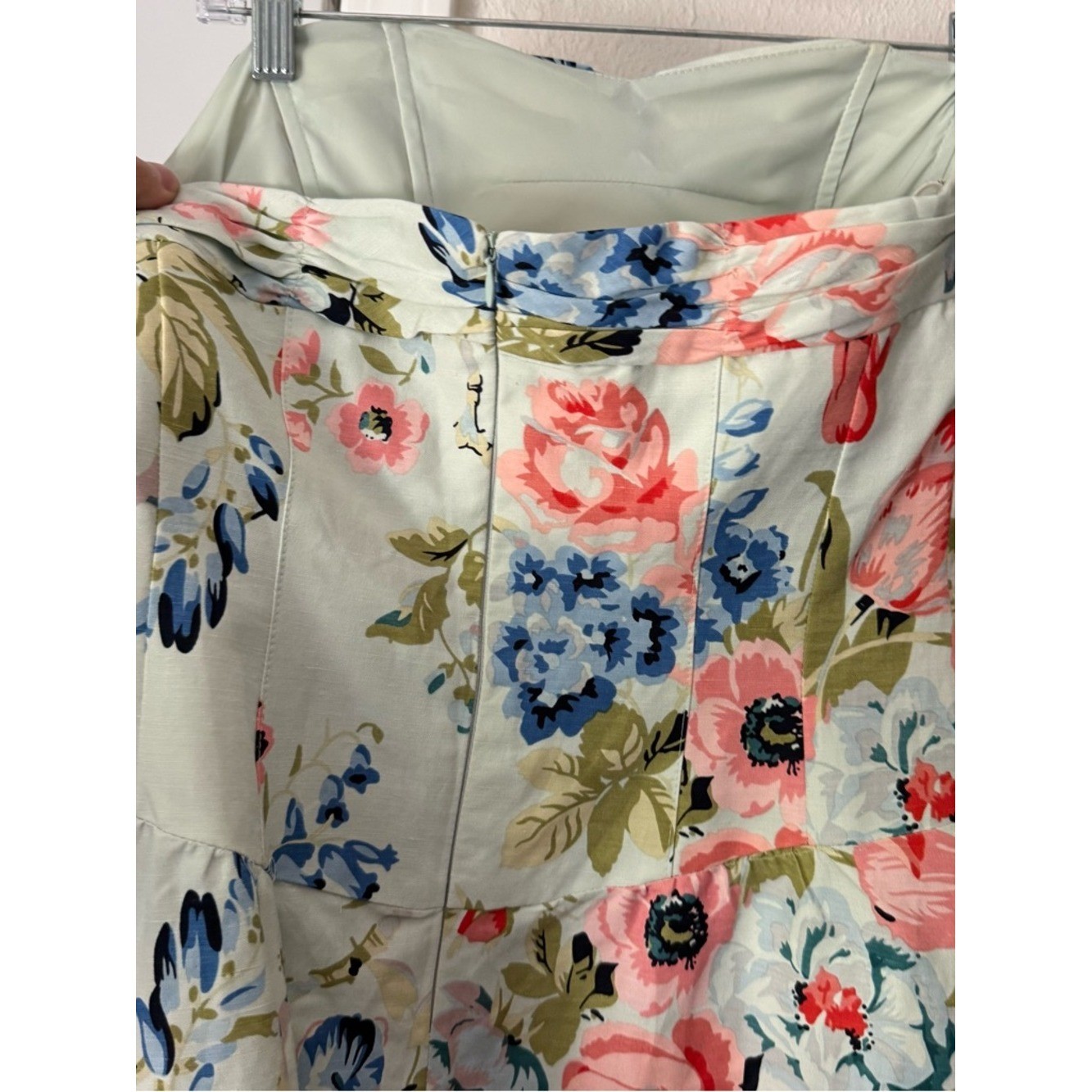 NANETTE LEPORE y2k vintage floral mint green strapless tie a-line mini dress