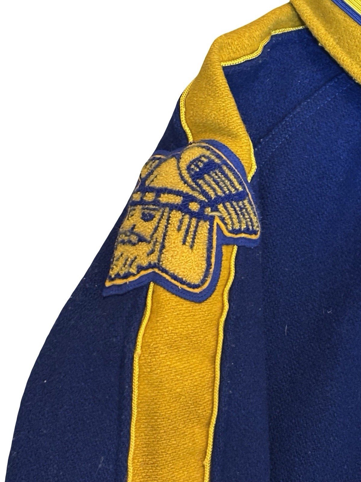 1987 Holloway Wool Blend Varsity Cheerleader Letterman’s Jacket Blue and Gold
