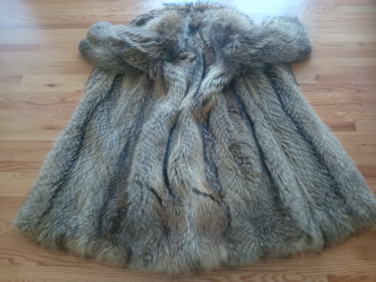 ADOLFO Bold Beauty Collared Feathered Finnish Raccoon Fur Coat Full Length Plus