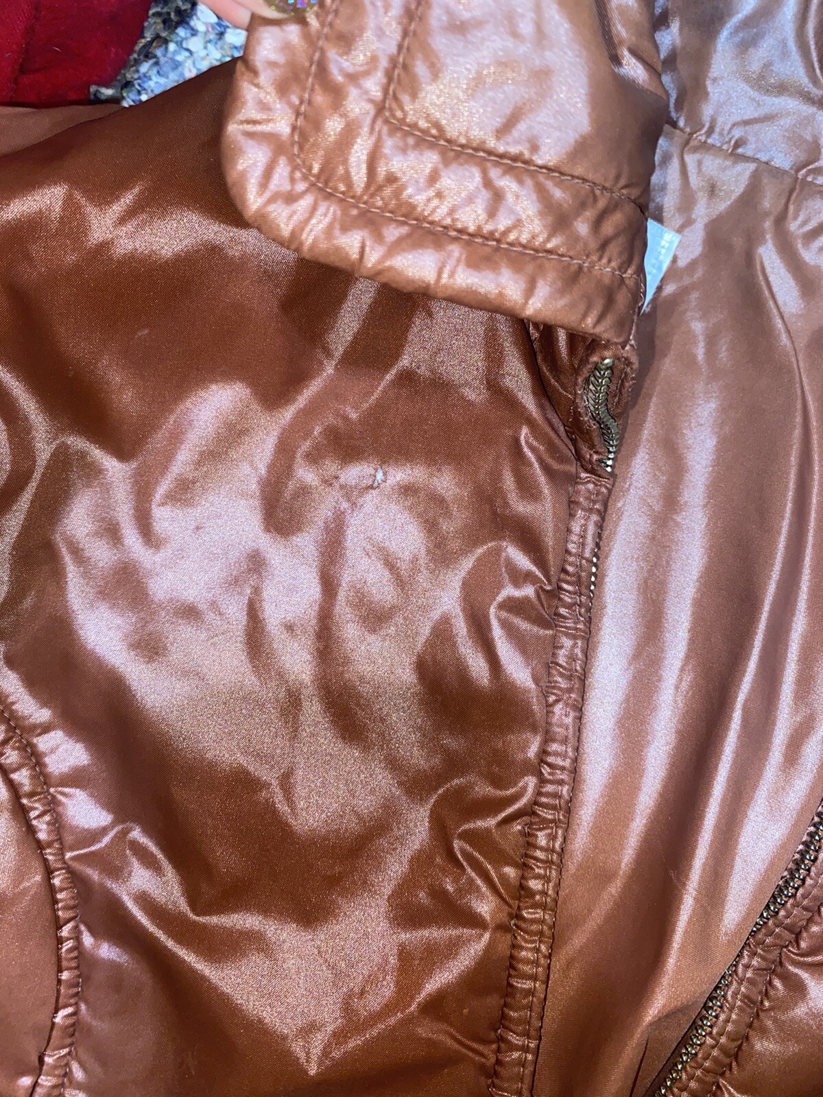 Vintage Roffe Brown 70s 80s Ski Puffer Coat Jacket Zip Up Insulated Womens Large