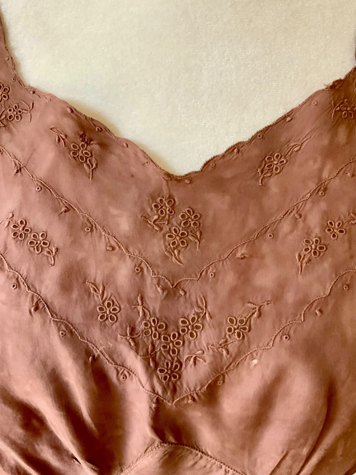 1930s Hand Dyed Silk Dress | Artistically Restored Vintage Lace Appliqué Dress