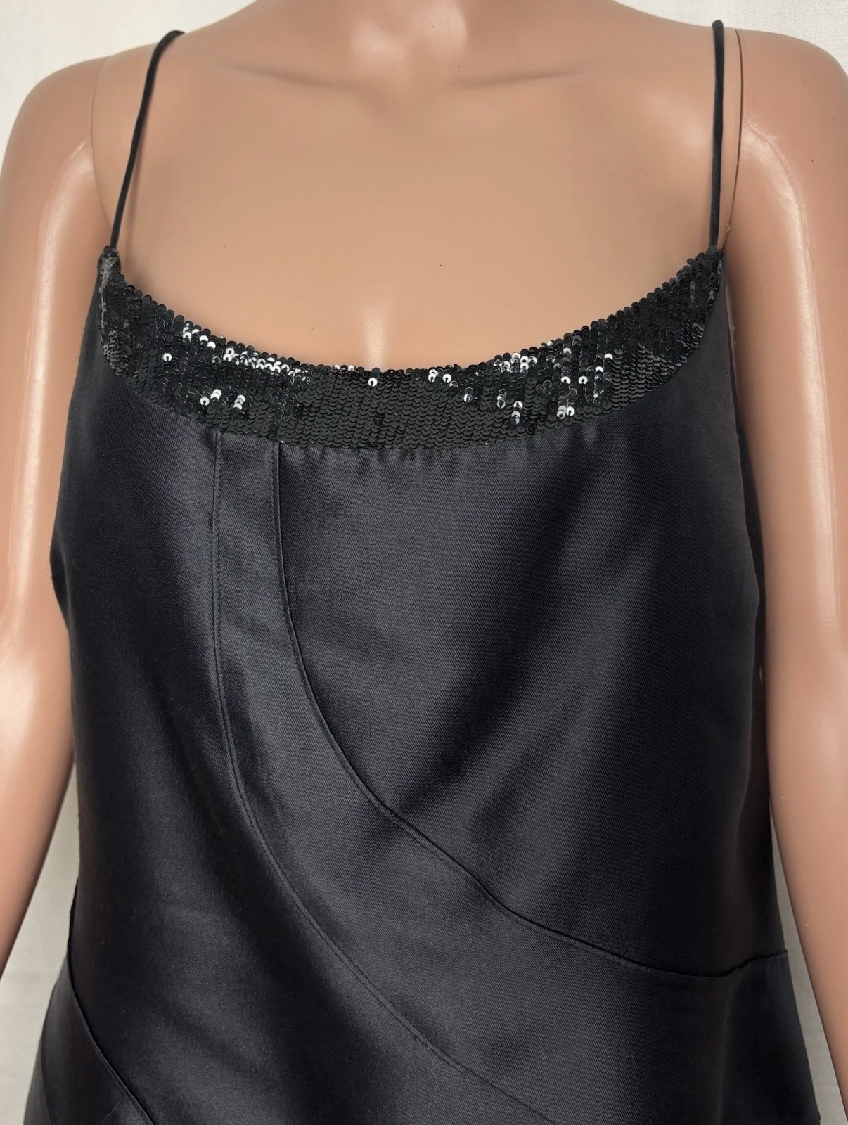 Chado Ralph Rucci Black Silk Wool Bead Cocktail Dress Size 12 NWT Neiman Marcus
