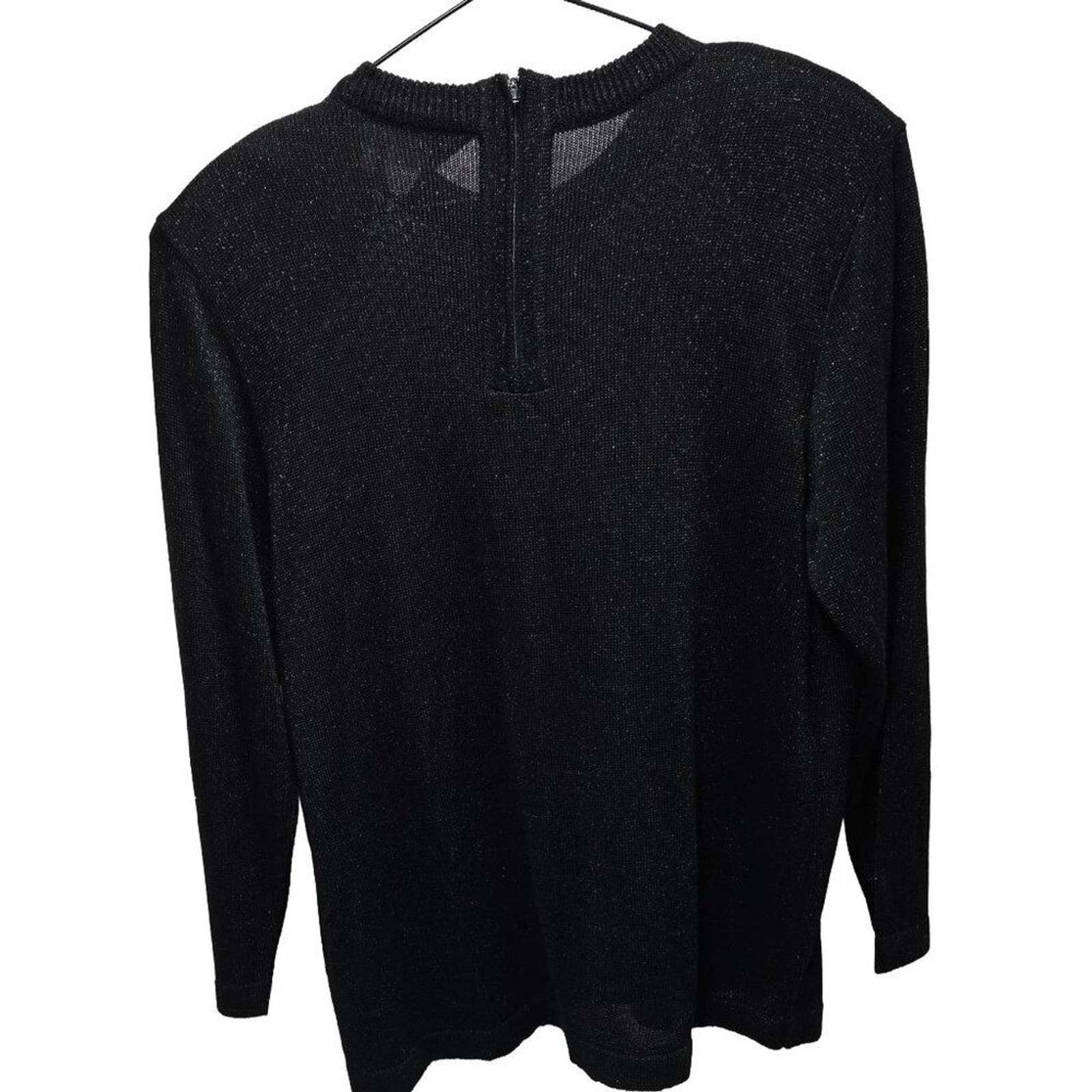 EUC VINTAGE ROCHELLE CALIFORNIA ACRYLIC LUREX SHIMMER BLACK PULLOVER SWEATER