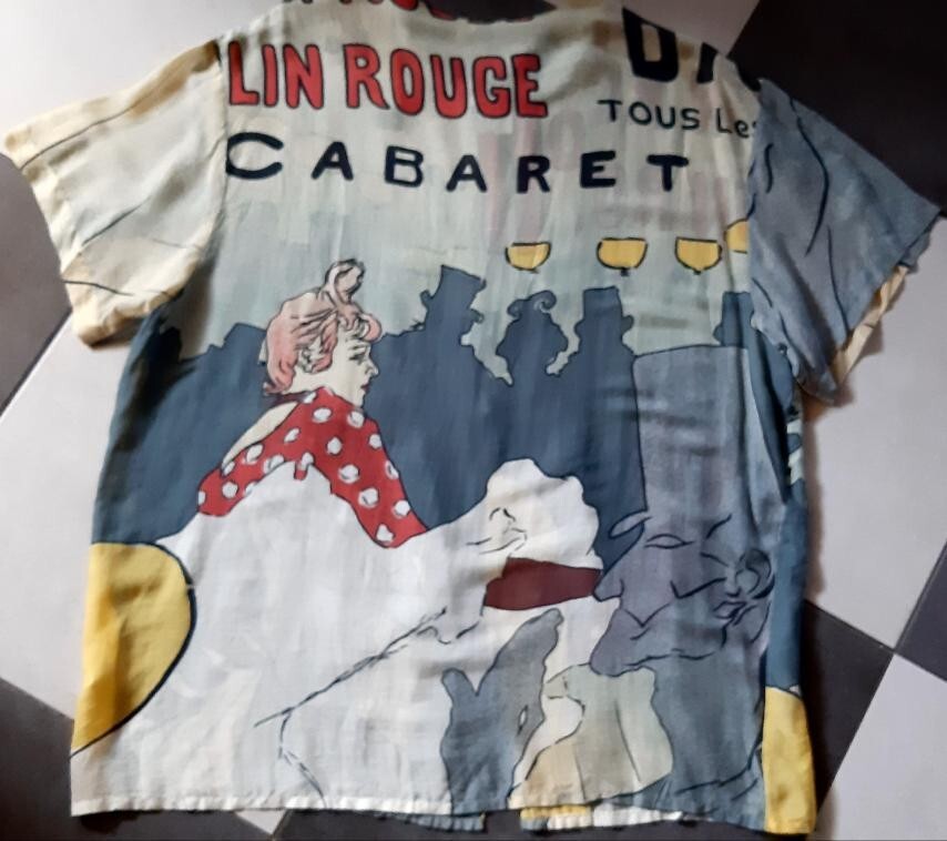 Vintage 80s TIME Collection Women Blouse”Cabaret”Theme Multicolor Made Greece 12