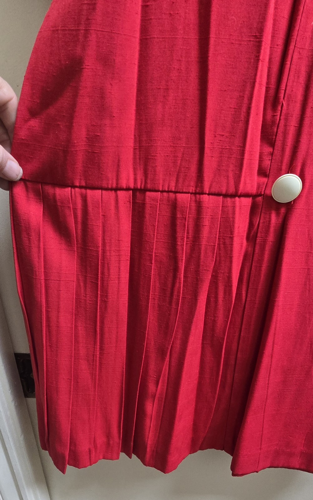 Vintage CHEL’SEA II Red Dress White Collar Woman 24P Made In USA